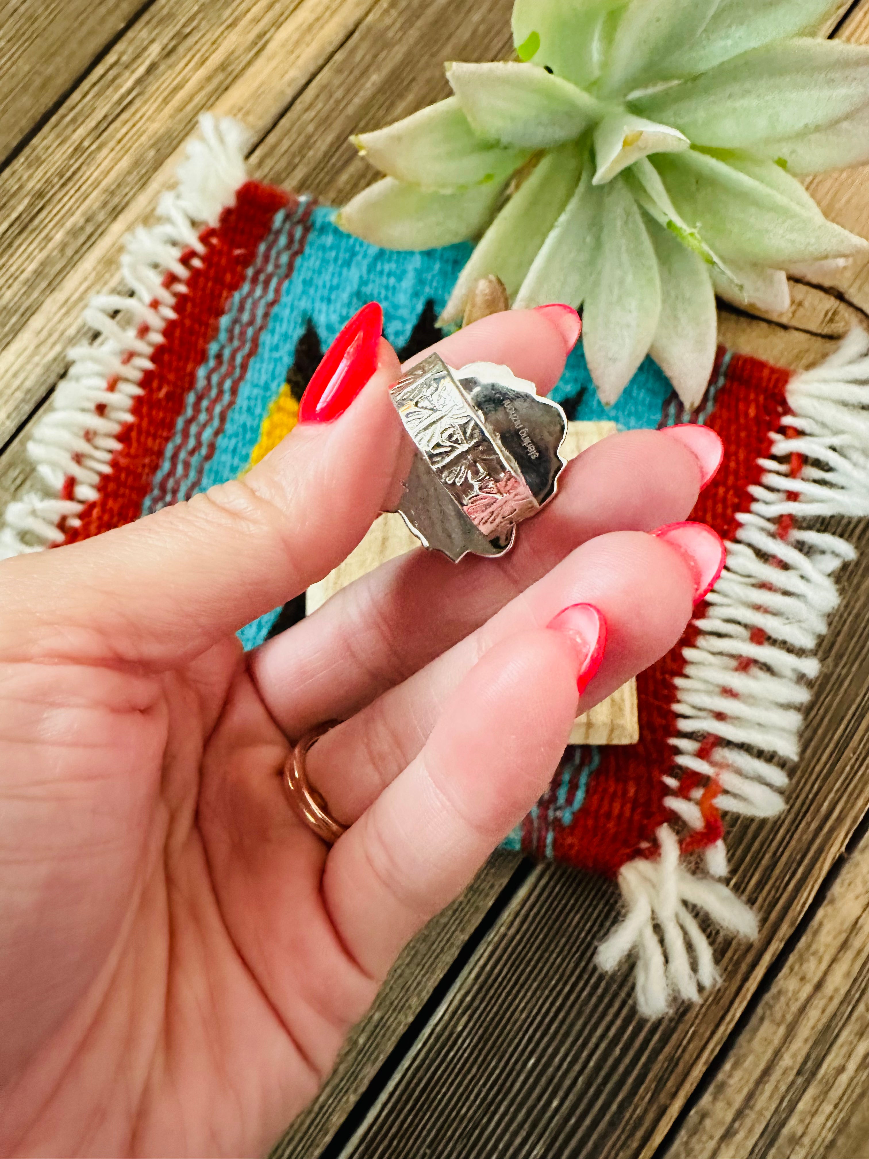 Handmade Sterling Silver & Queen Pink Conch Shell Adjustable Ring