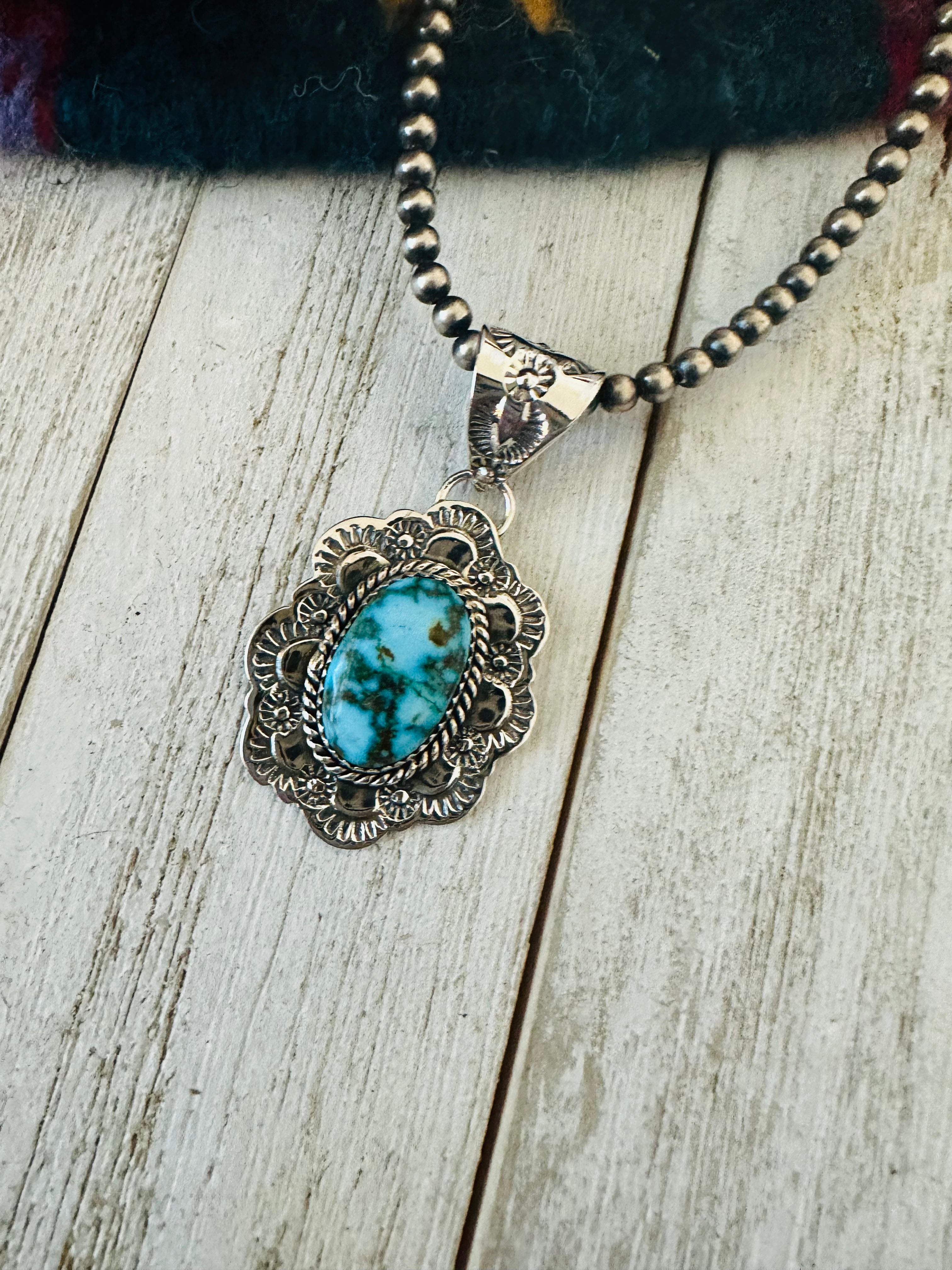 Handmade Sterling Silver & Kingman Turquoise Pendant