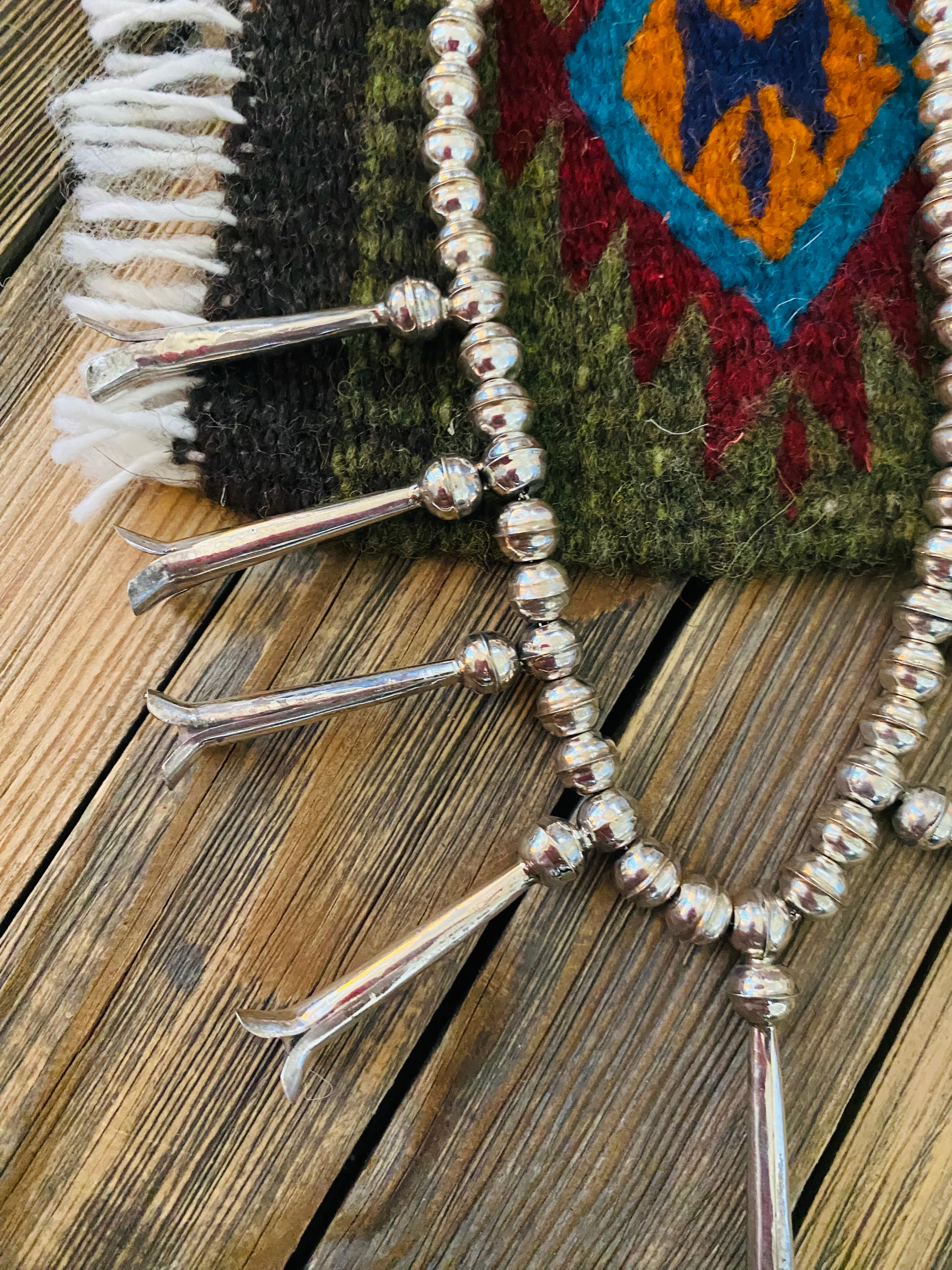 Navajo Sterling Silver Beaded Blossom Necklace