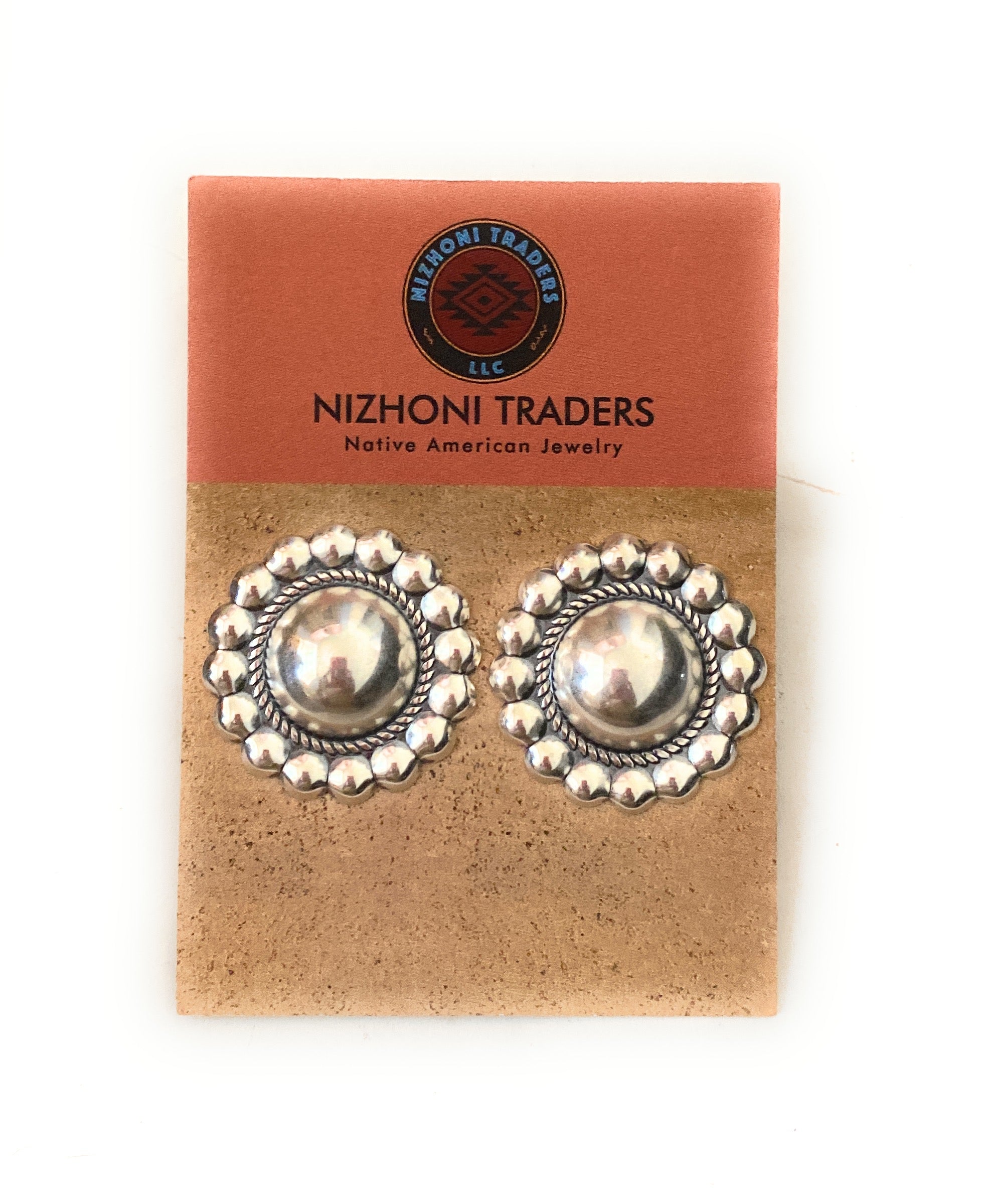 Navajo Sterling Silver Flower Stud Earrings LG