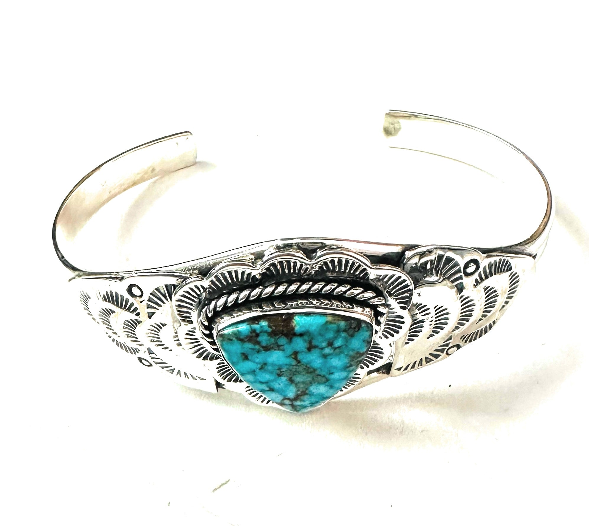 Handmade Sterling Silver & Kingman Turquoise Cuff Bracelet