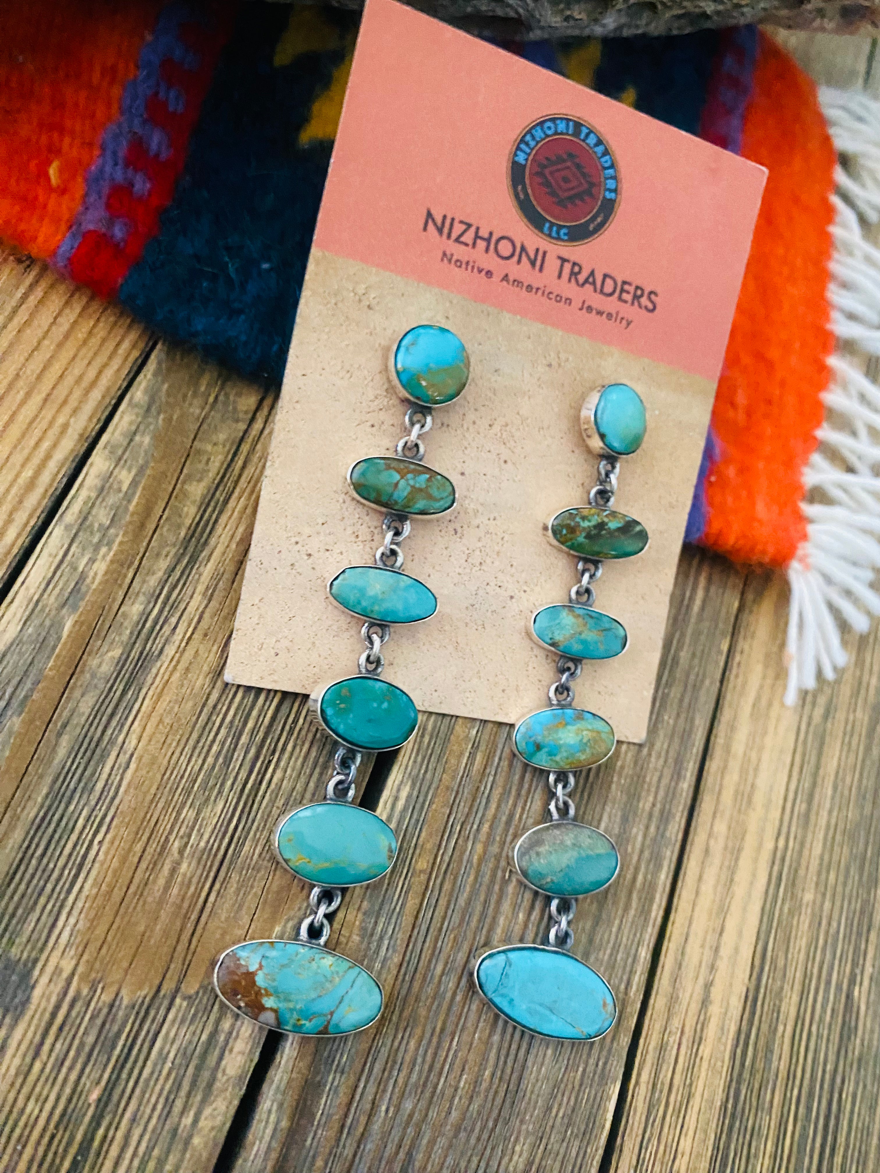 Federico Jimenez Turquoise & Sterling Silver Dangle Earrings