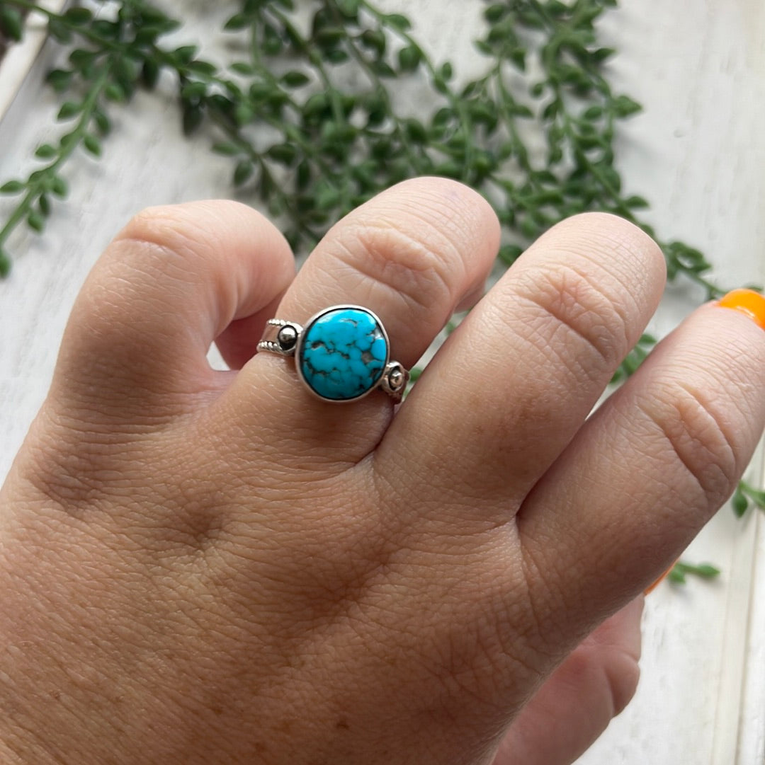 Navajo Sterling Silver Single Stone Turquoise Ring