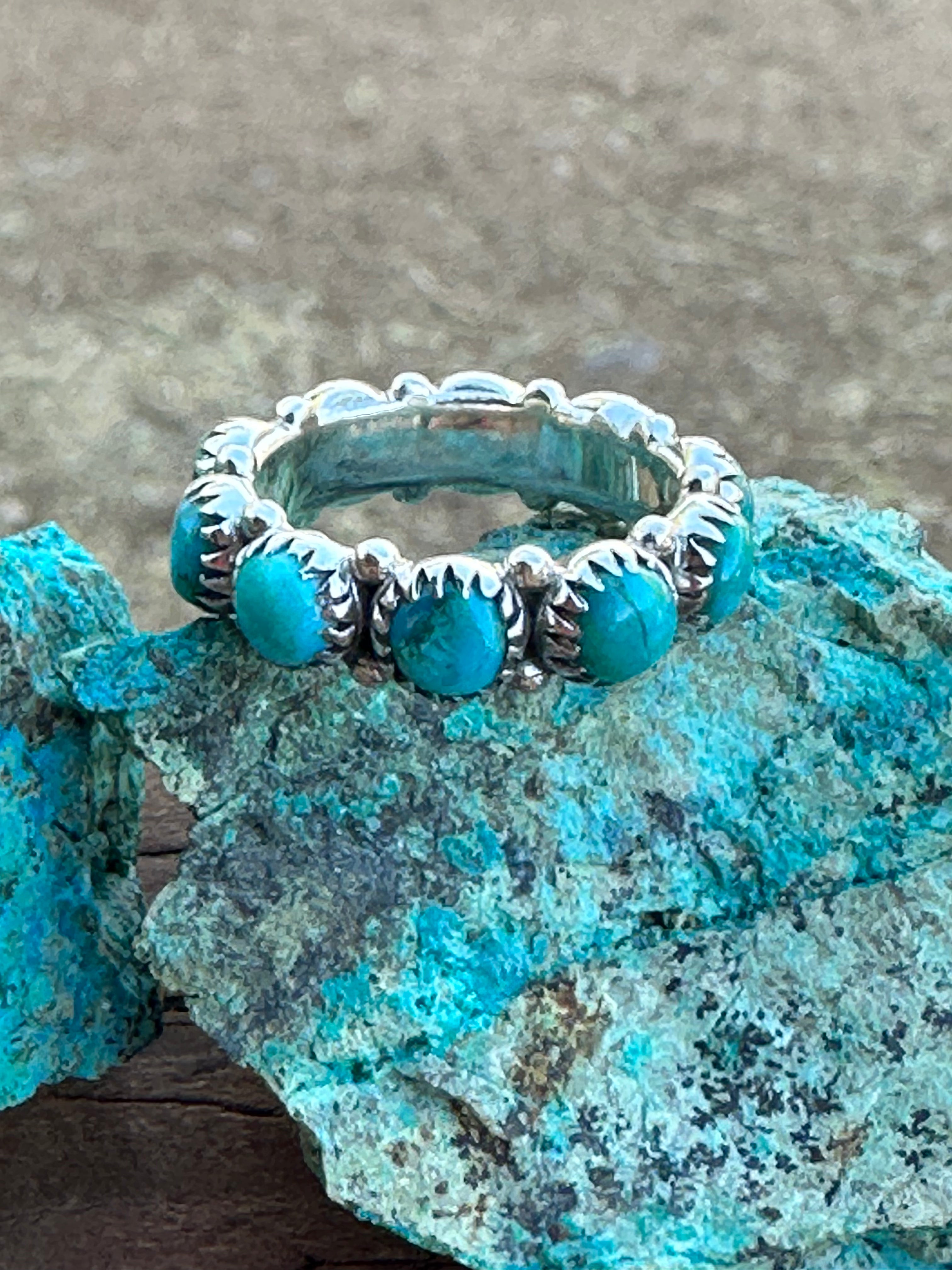 Natural Blue Mojave & Sterling Silver Eternity Band