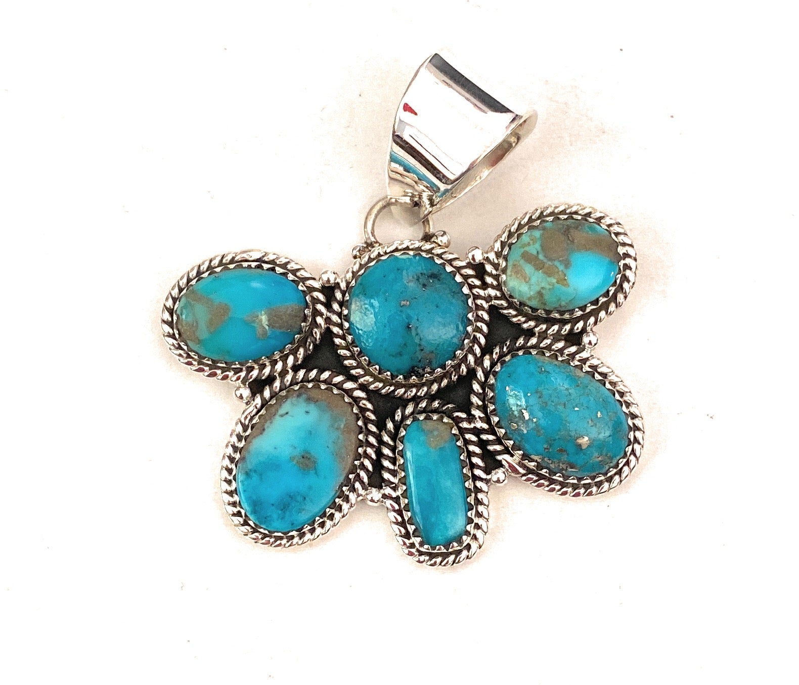 Handmade Sterling Silver & Turquoise Cluster Pendant