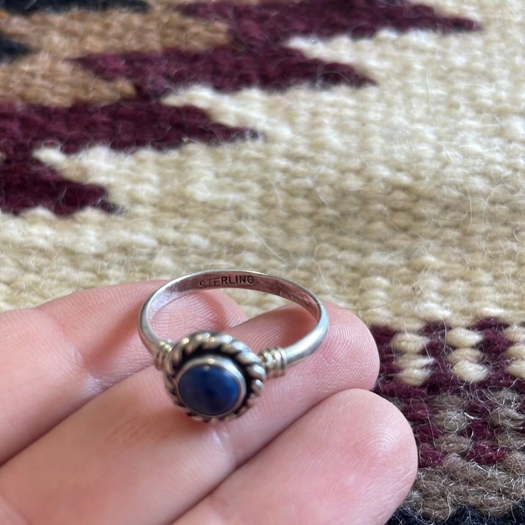 Navajo Lapis & Sterling Silver Twist Ring