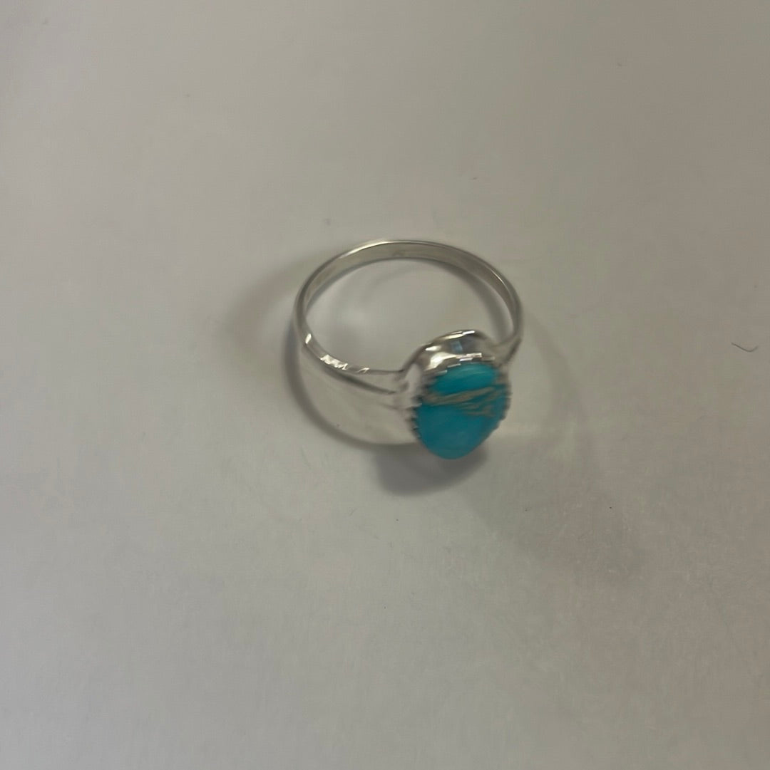 Navajo Single Stone Turquoise Sterling Silver Ring