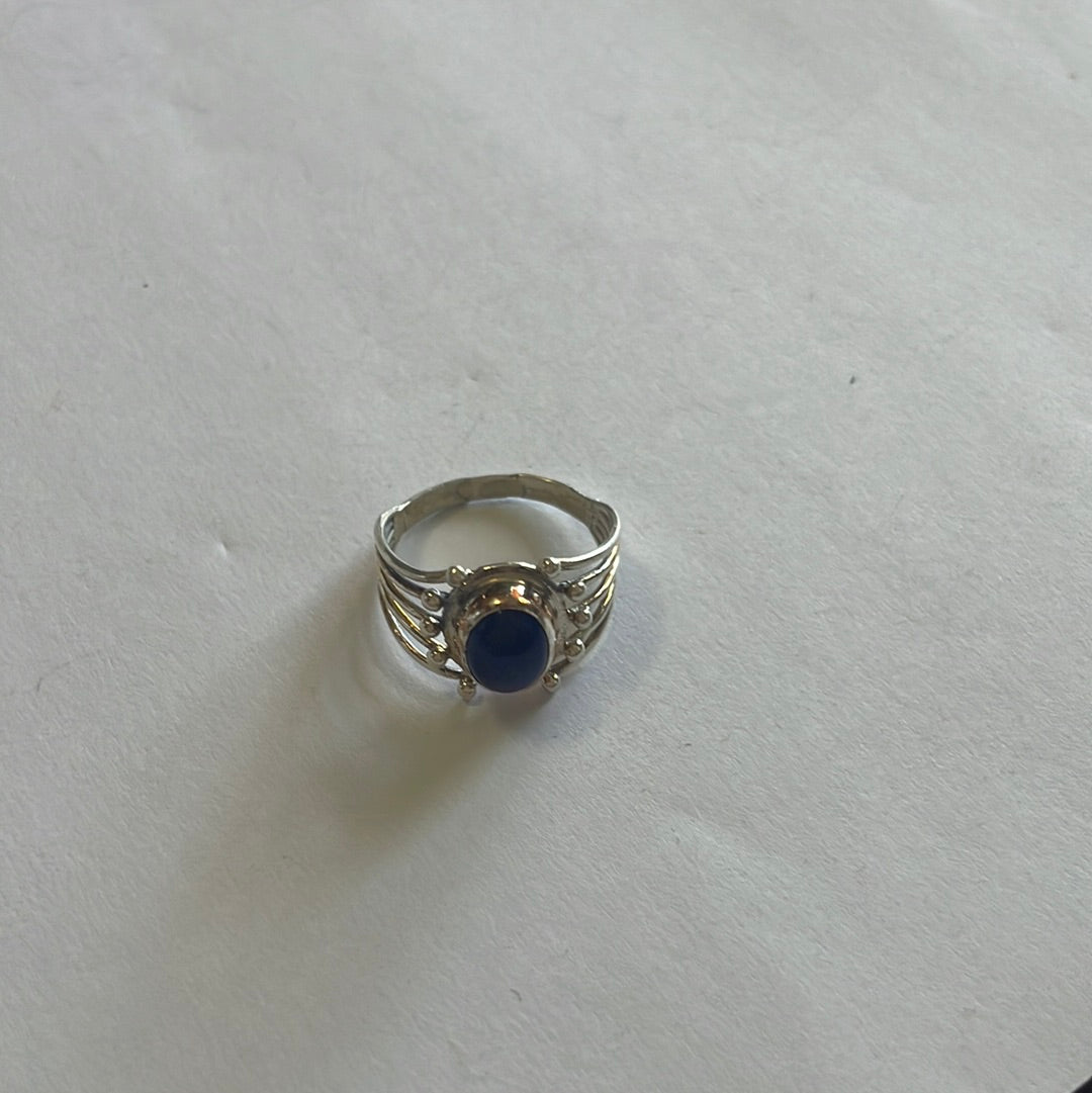 Navajo Sterling Silver Single Stone Lapis Ring