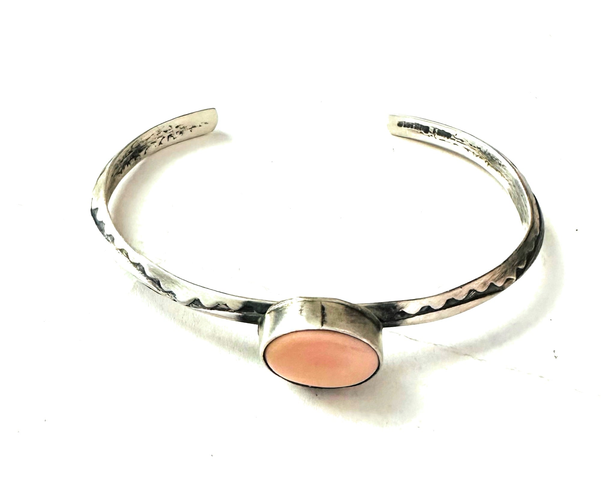 Navajo Queen Pink Conch Shell & Sterling Silver Cuff Bracelet