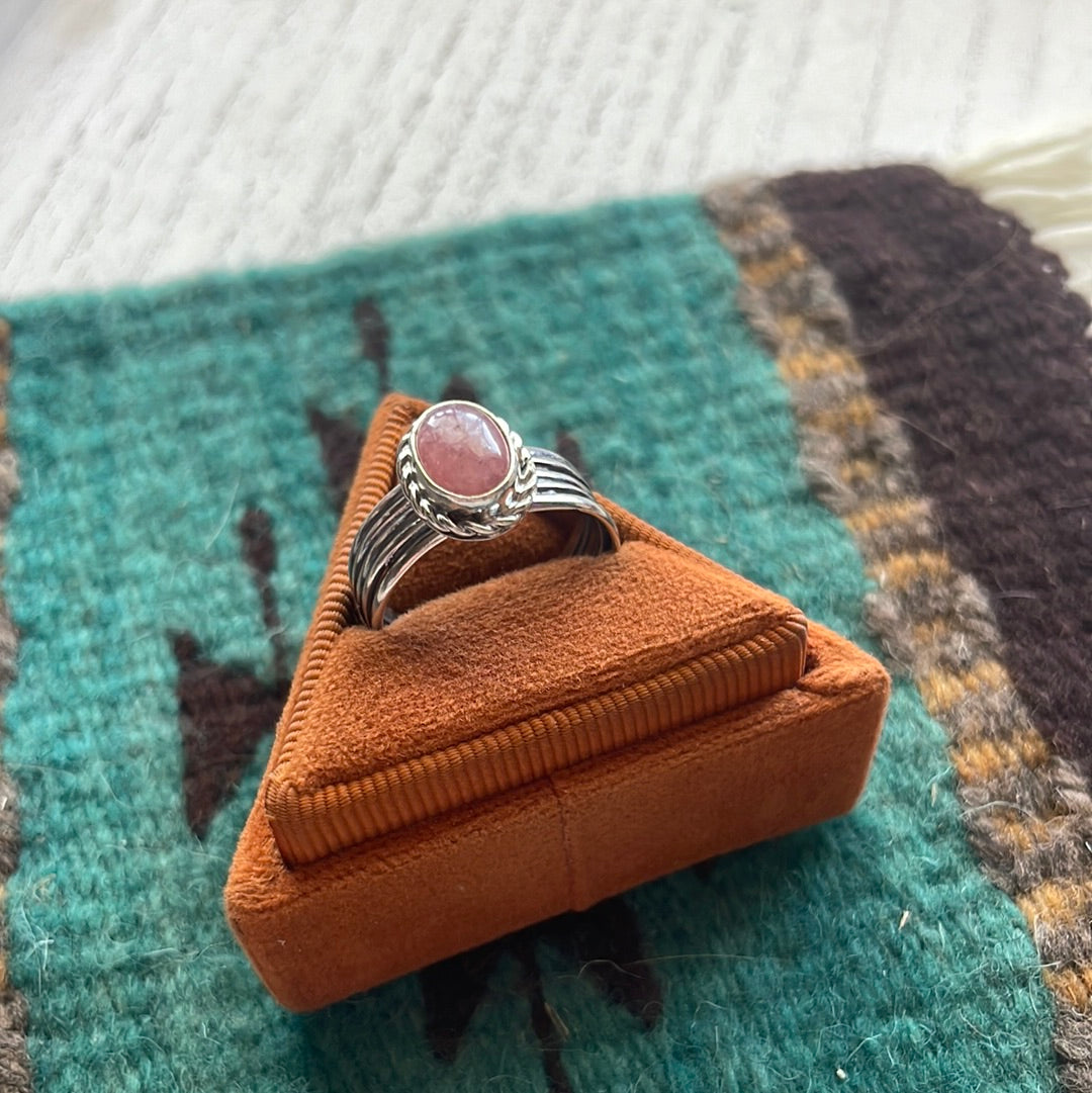 Navajo Sterling Silver & Rhodochrosite Single Stone Rings