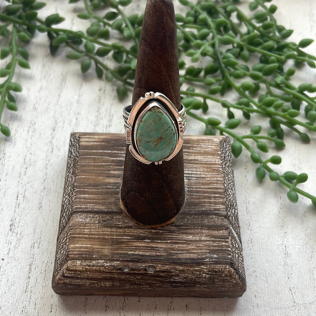 Navajo Large Single Stone Royston Turquoise Sterling Silver Ring