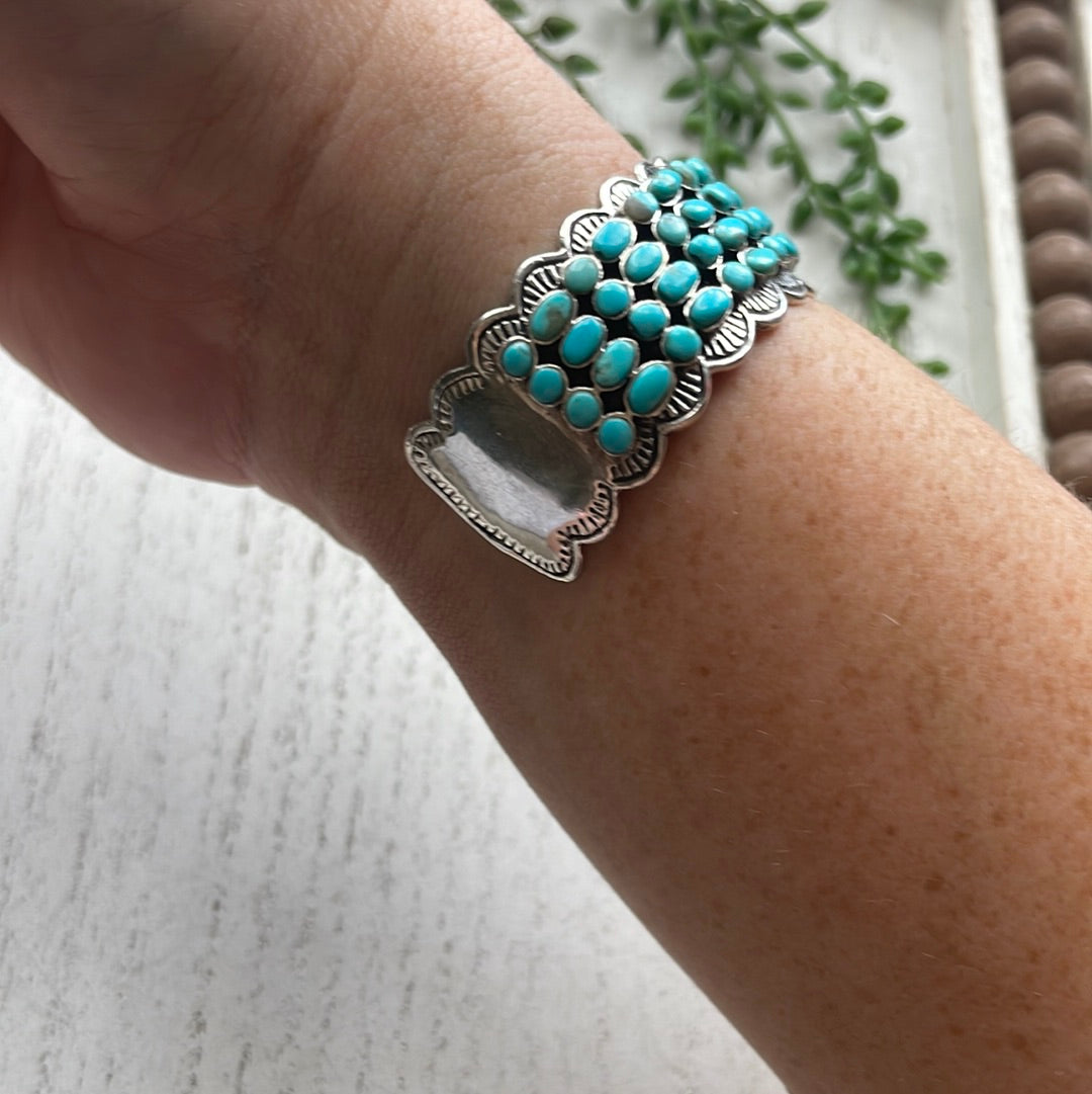 “The 4 Row Turquoise Cuff” Sterling Silver Turquoise Cuff Bracelet