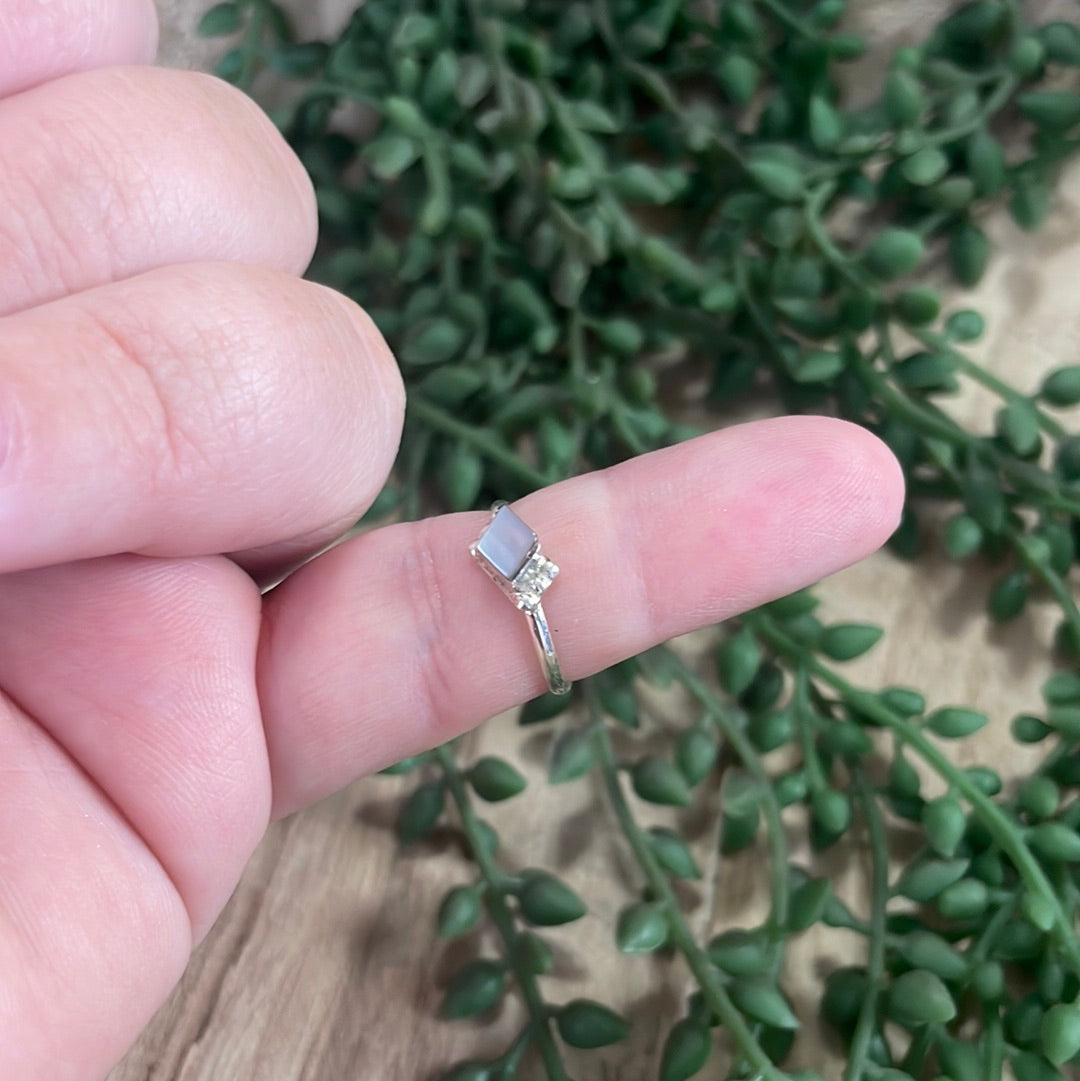 The Mini Navajo Agate  & Sterling Silver Single Stone Ring