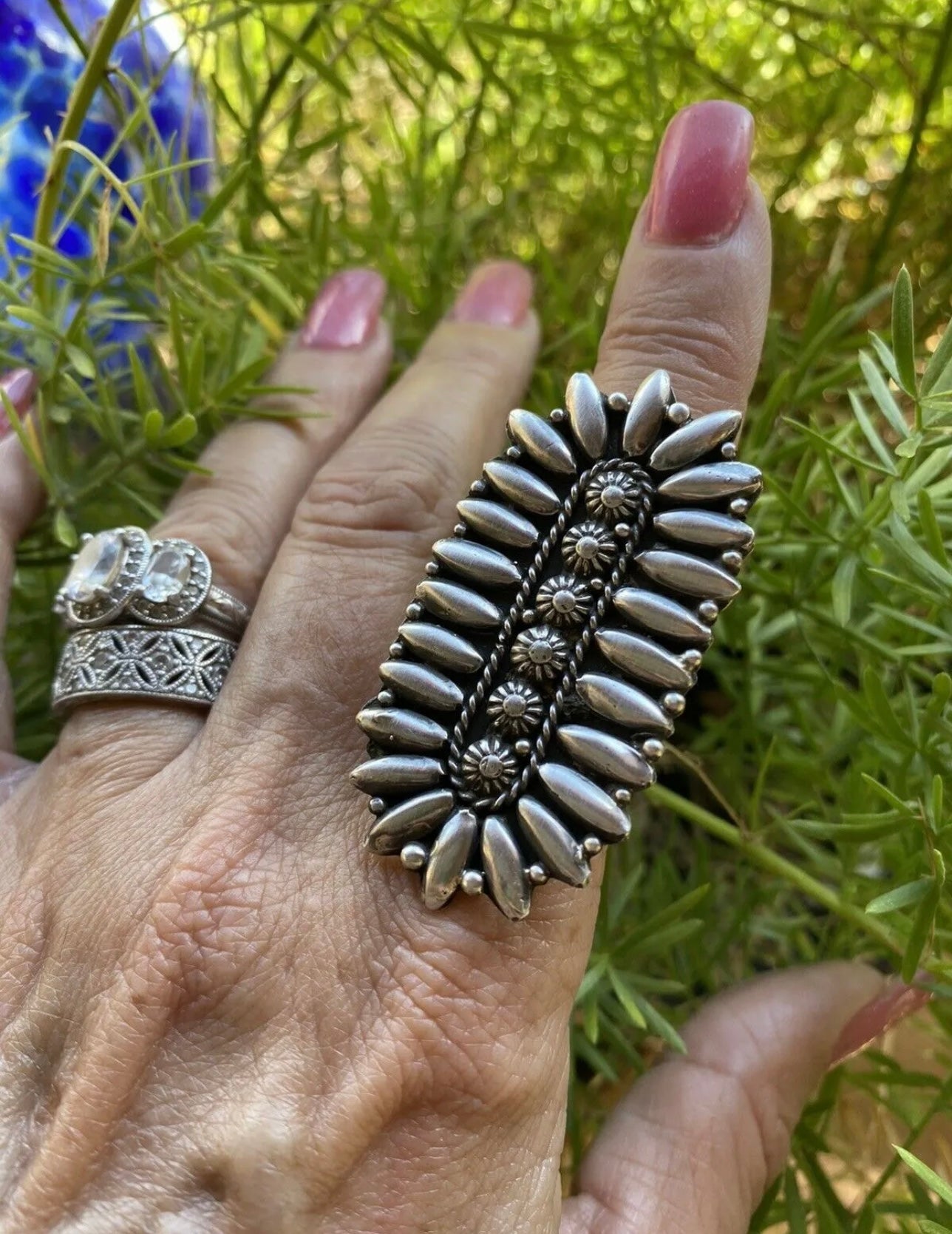 Patrick Yazzie Navajo Sterling Silver Hand Stamped Ring