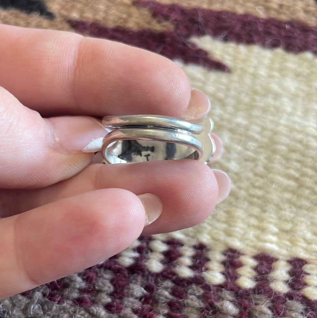 Navajo Lapis & Sterling Silver Flower Ring