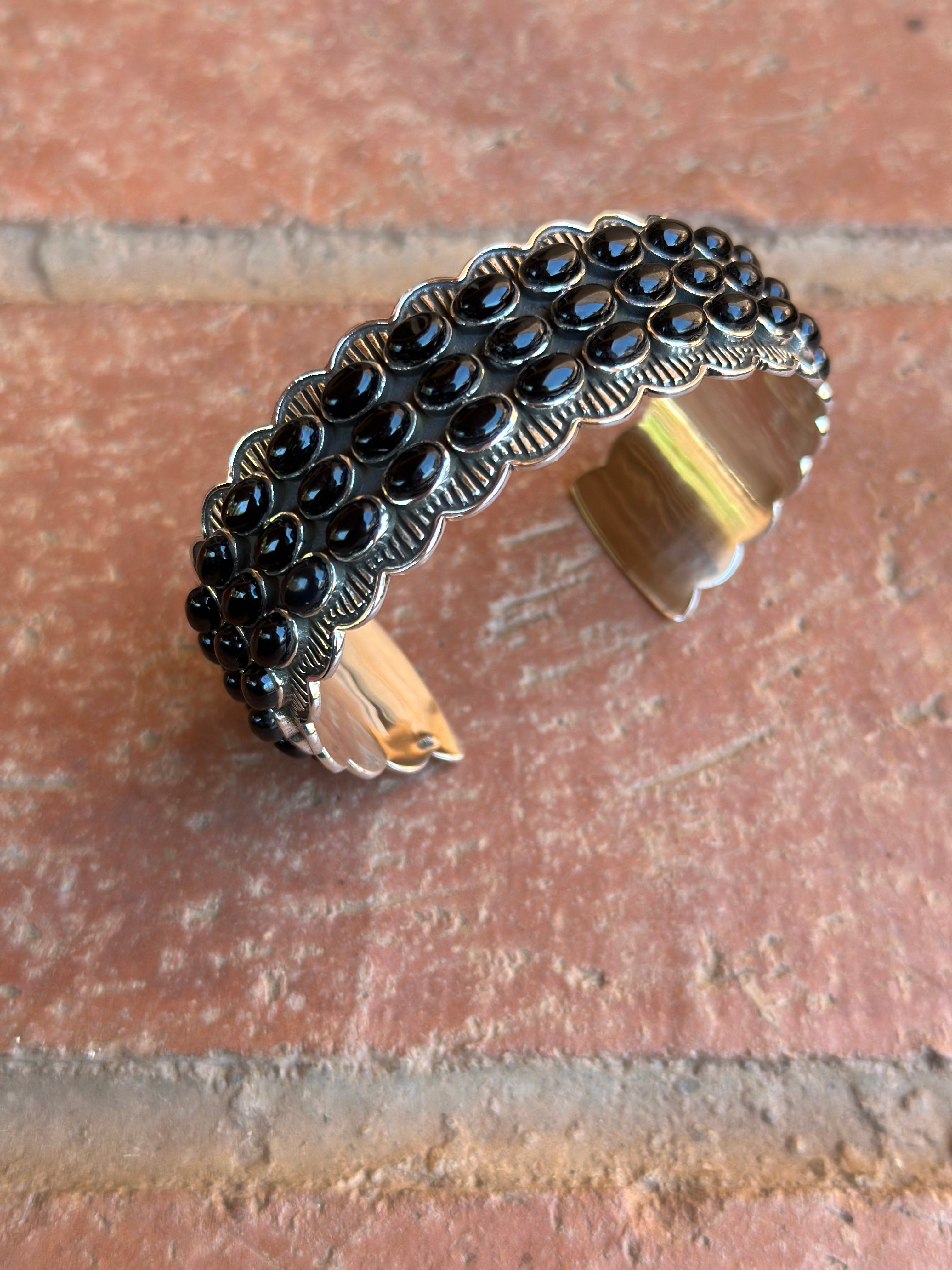 Handmade Black Onyx  Sterling Silver Taos Cuff