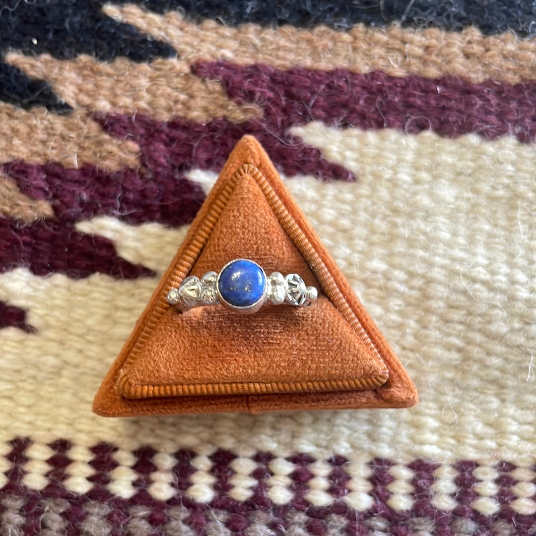 Navajo Small Stone Lapis & Sterling Silver Ring