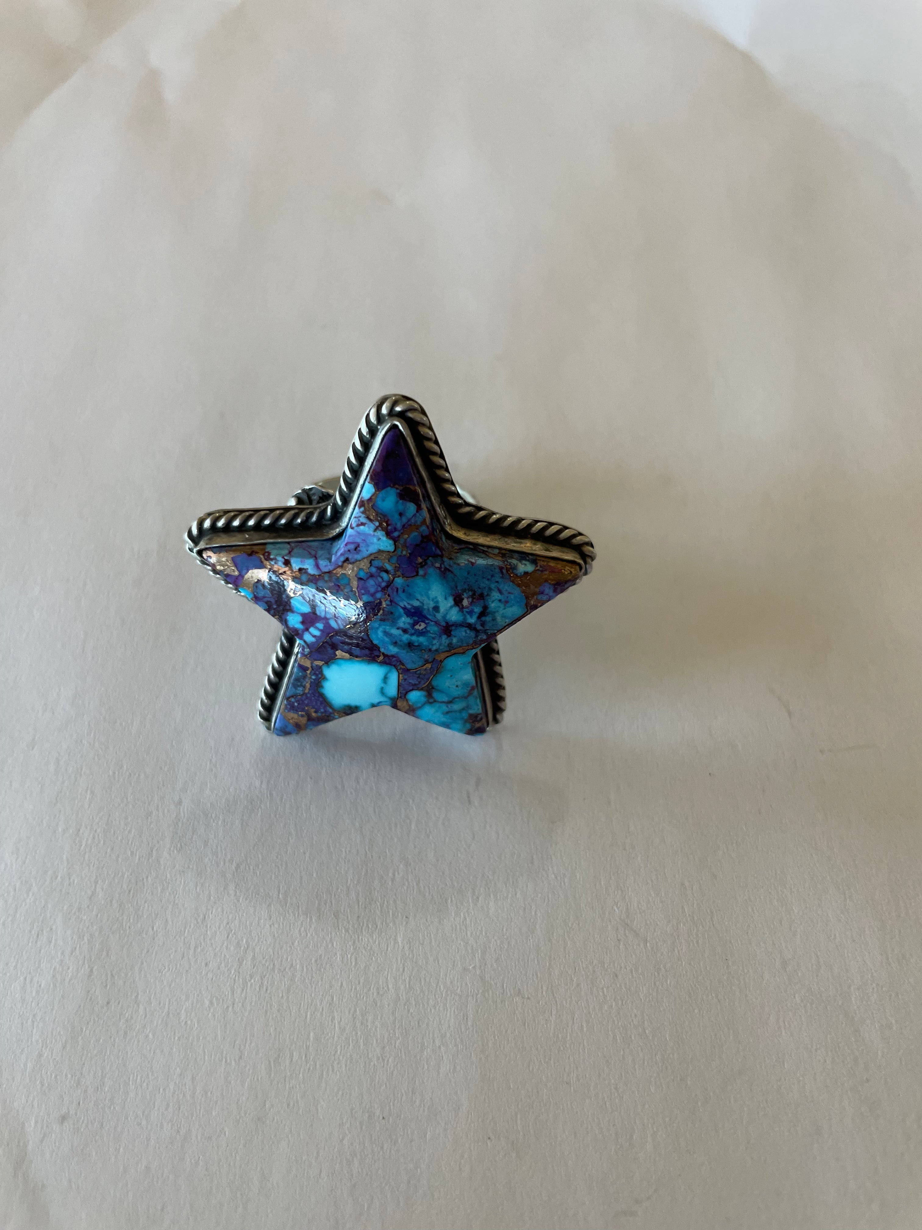 Navajo Purple Dream And Sterling Silver Star Adjustable Ring