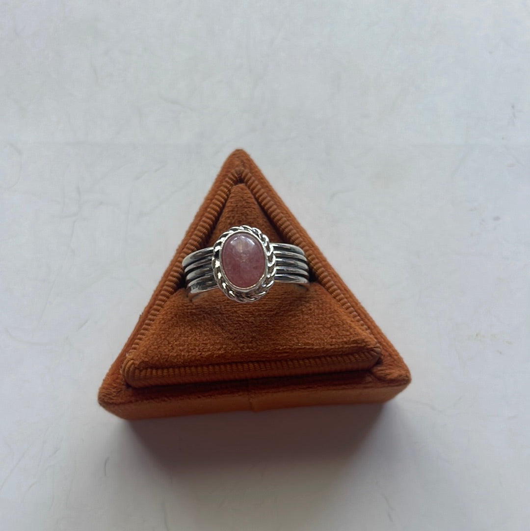 Navajo Sterling Silver & Rhodochrosite Single Stone Rings