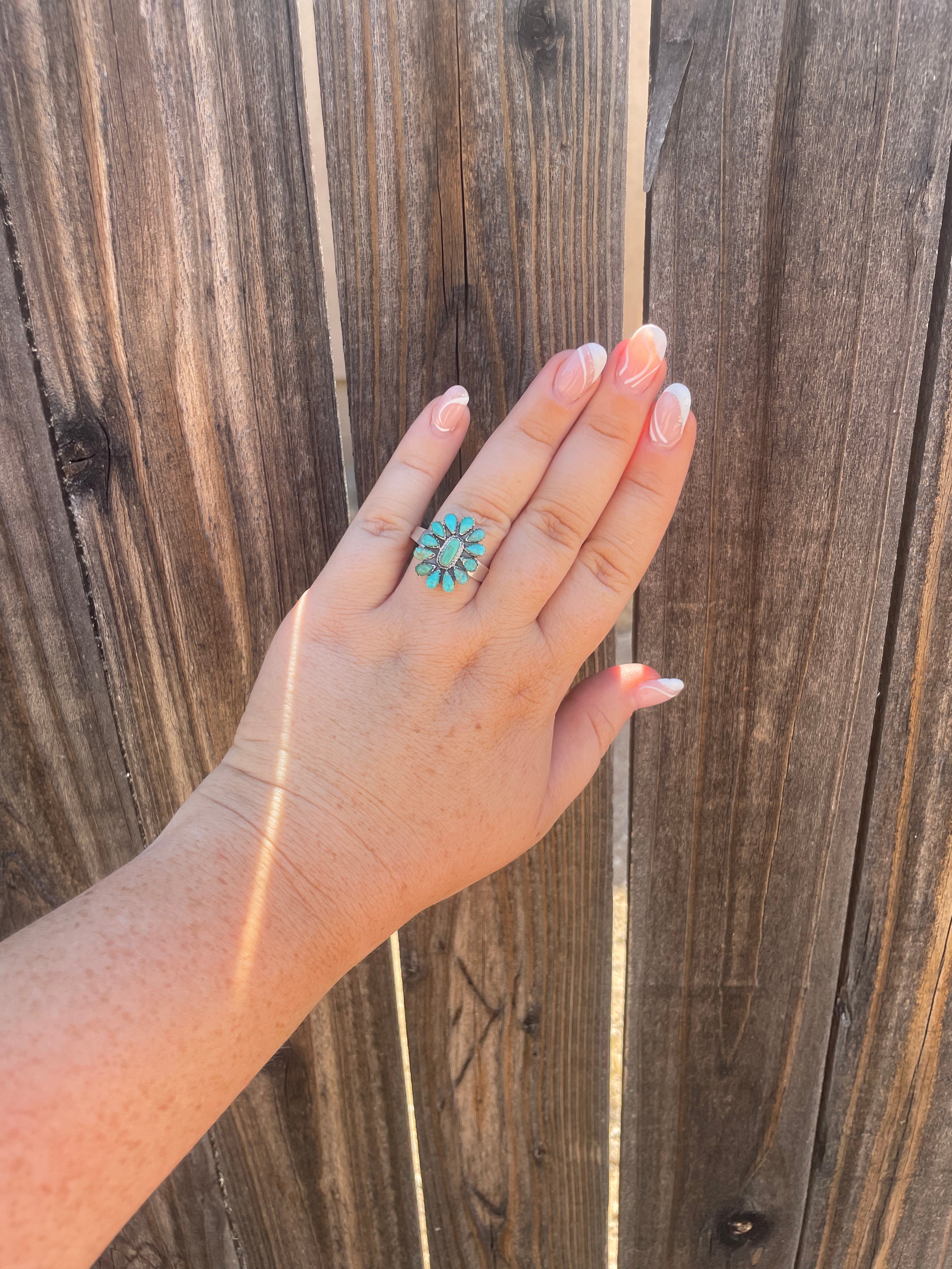 “The Turquoise Queen Ring” Handmade Turquoise And Sterling Silver Adjustable Ring