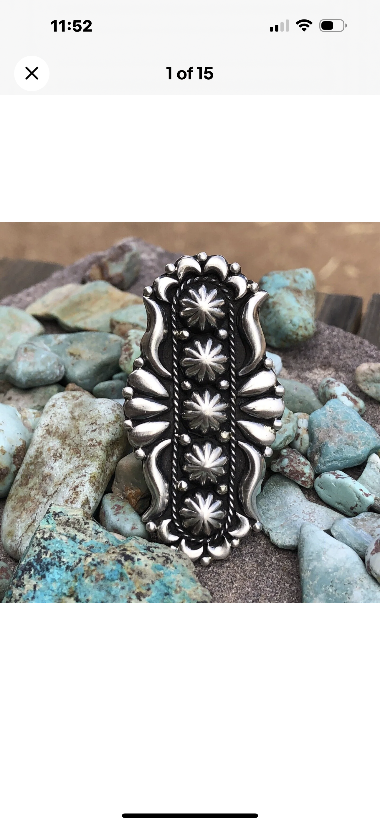 Patrick Yazzie Navajo Sterling Silver Concho Hand Stamped Ring