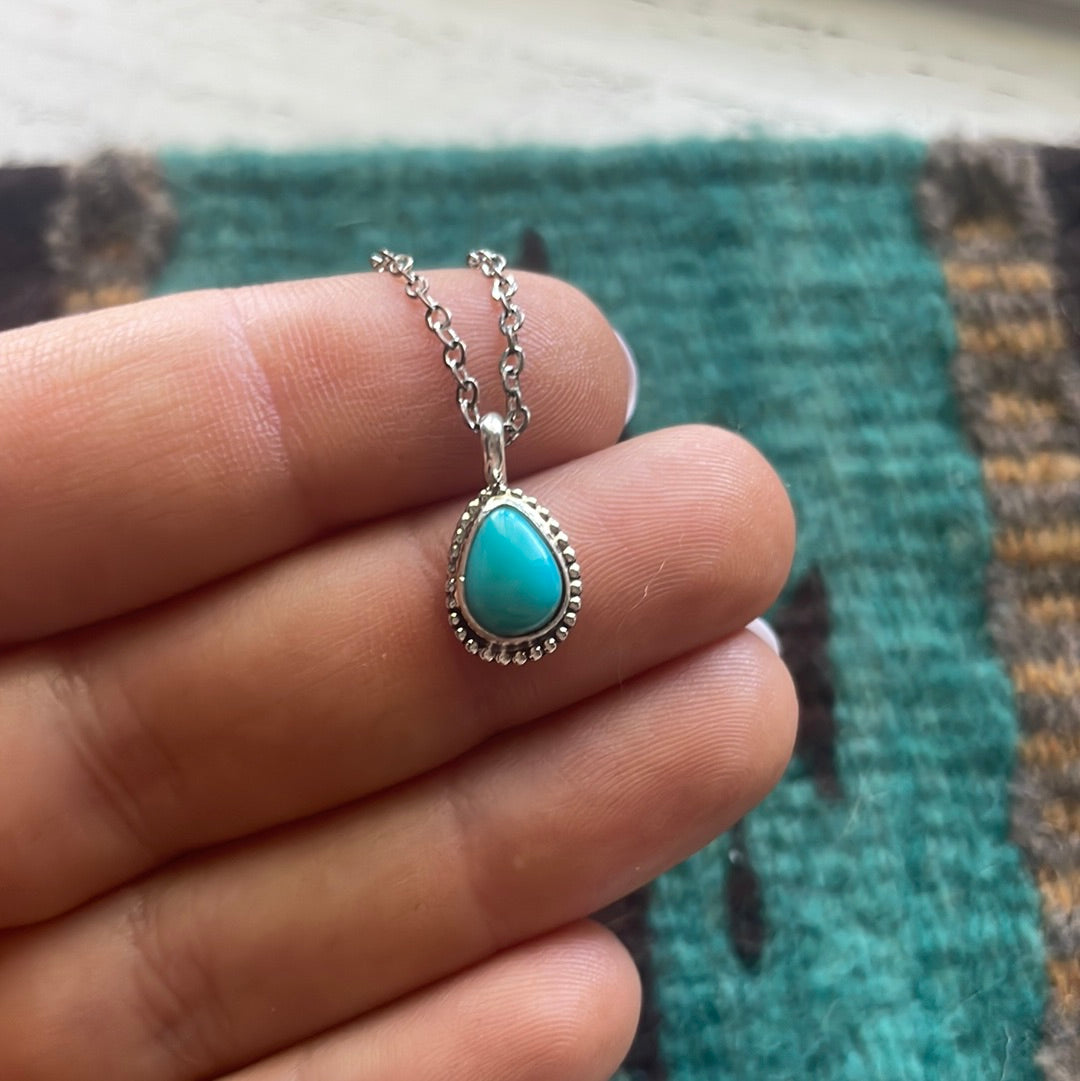 Petite Navajo Turquoise & Sterling Silver Pendant