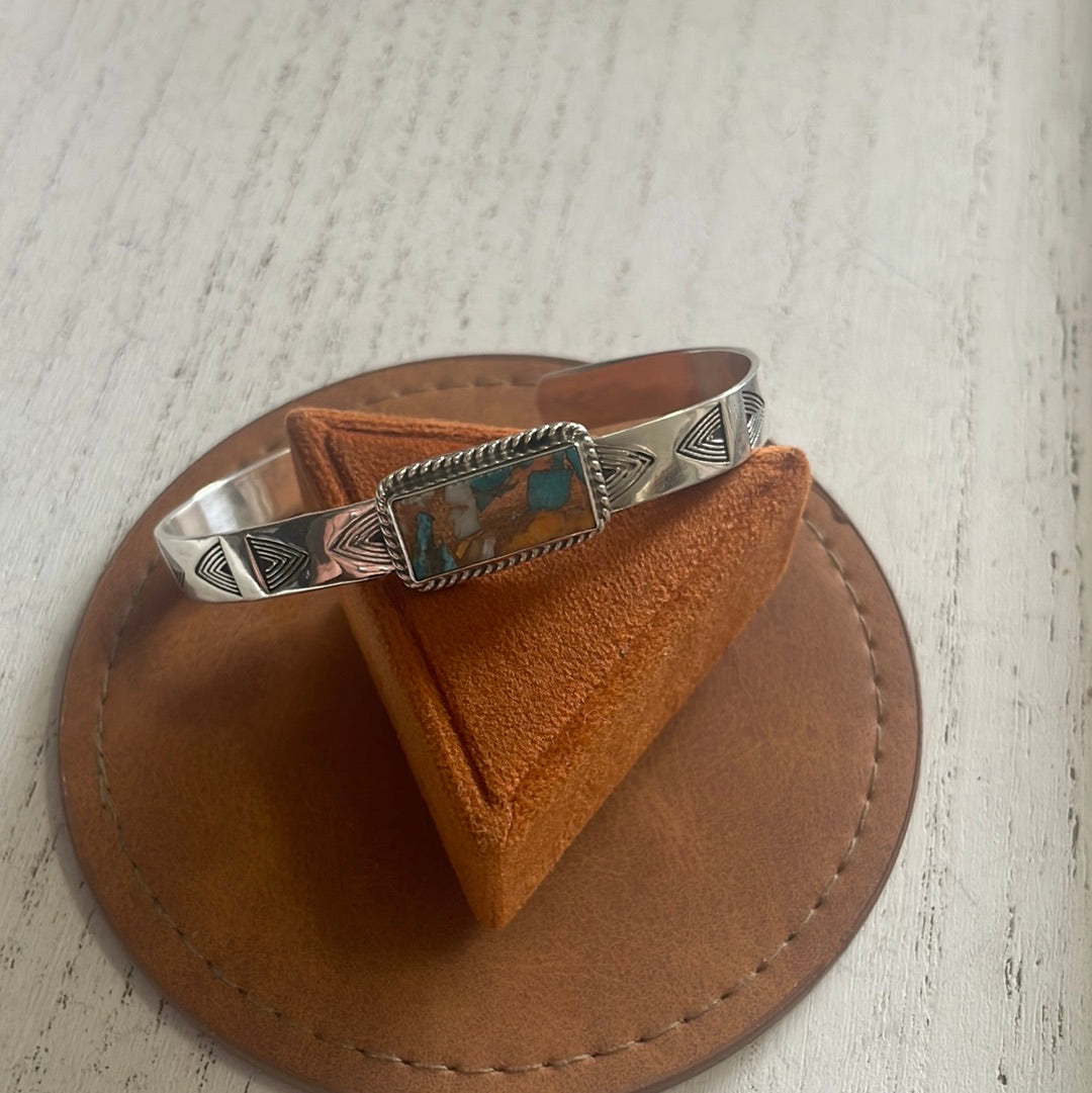 Handmade Sterling Silver & Blue Dream Adjustable Cuff Bracelet