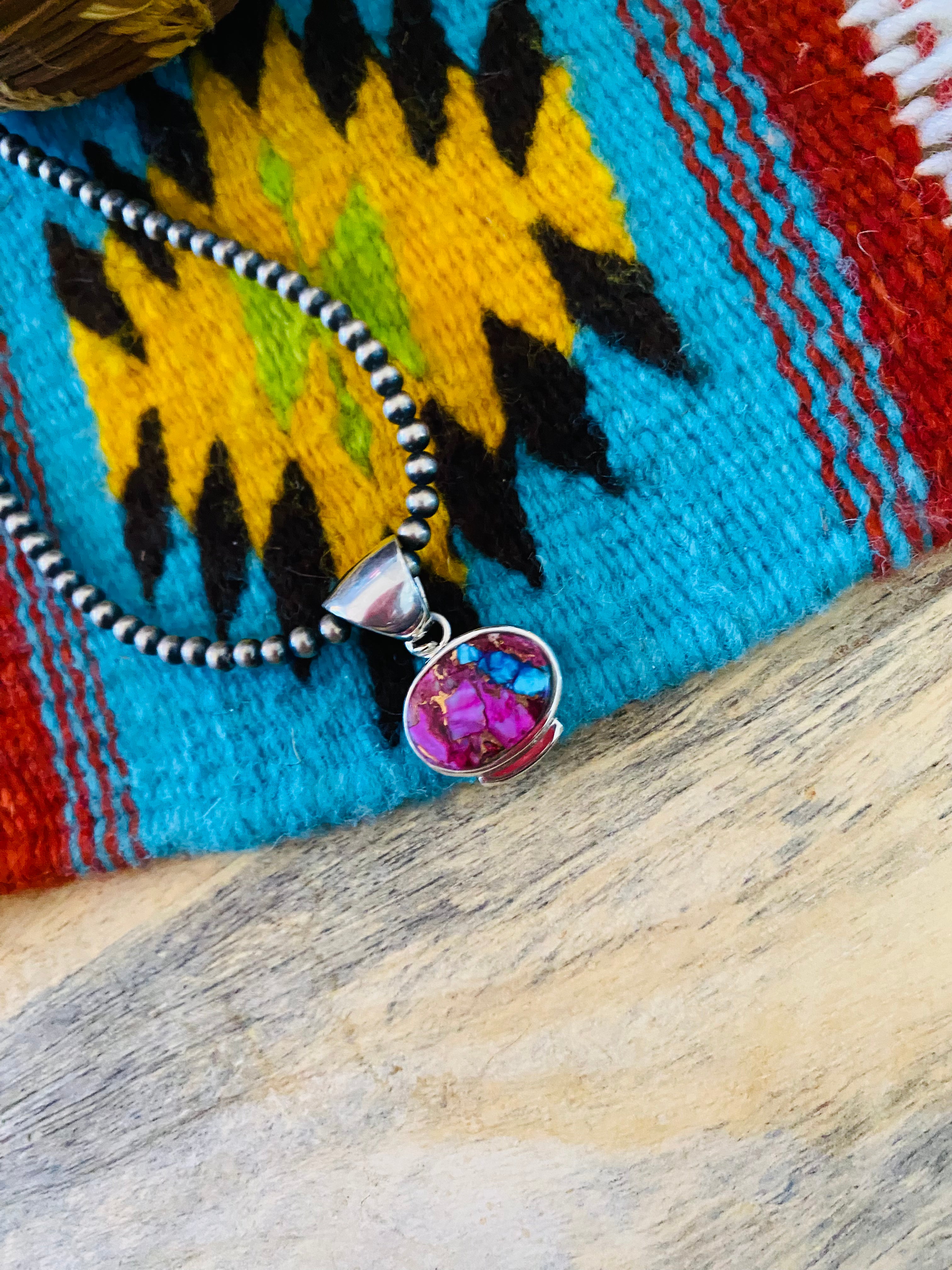 Navajo Sterling Silver & Pink Dream Pendant