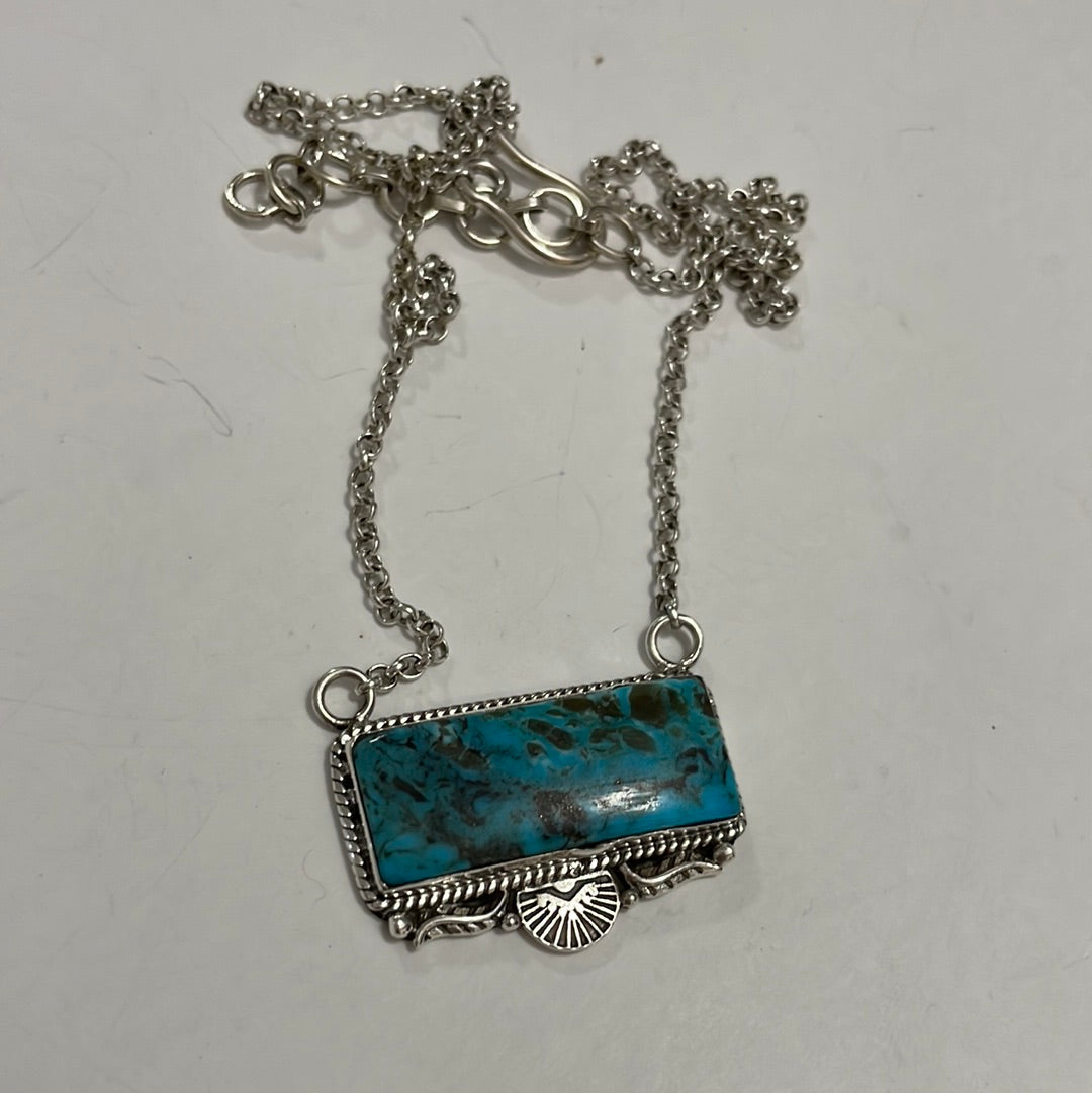 Handmade Sterling Silver Turquoise Bar Necklaces