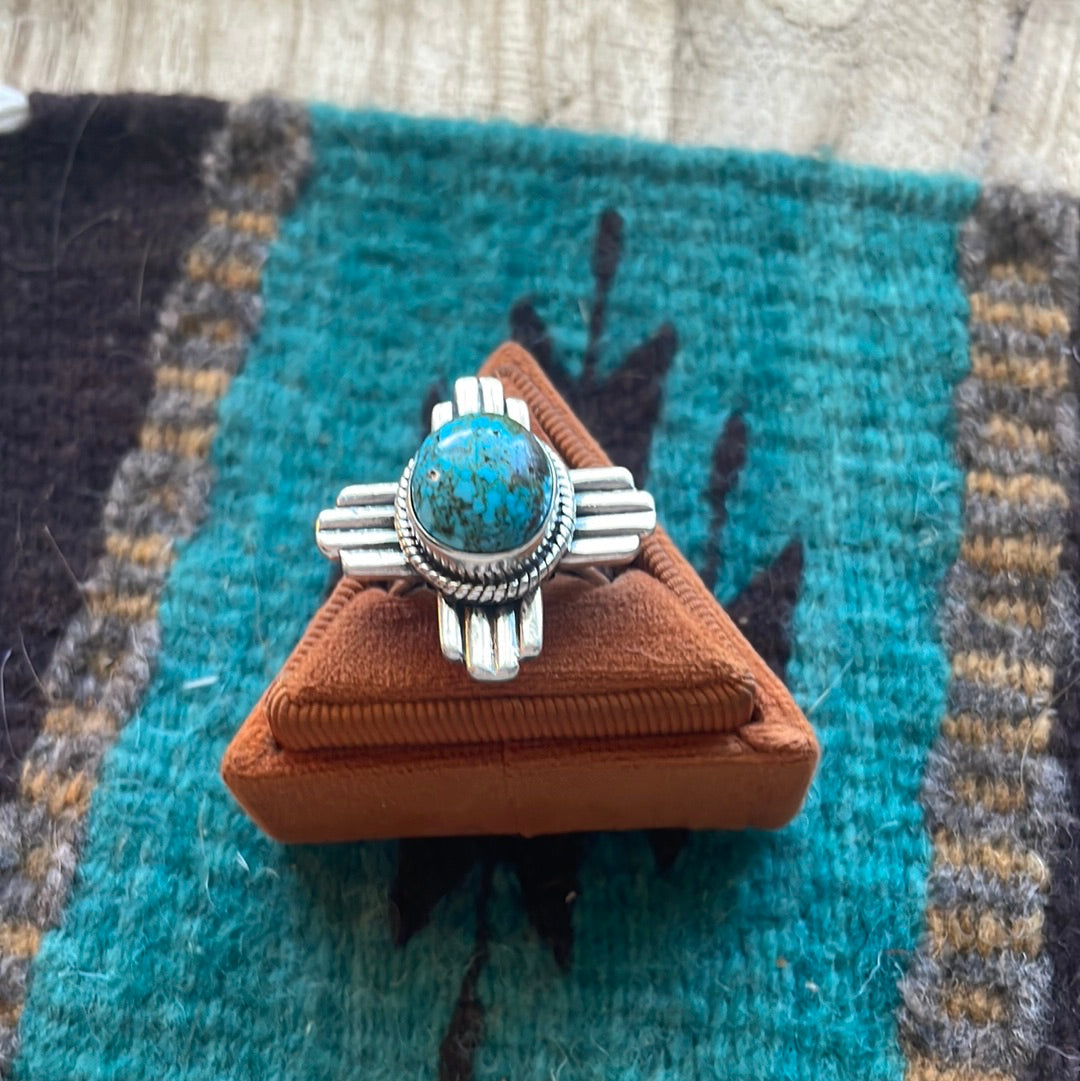 Amazing Zia Sterling Silver & Turquoise  Ring Size 9 Signed