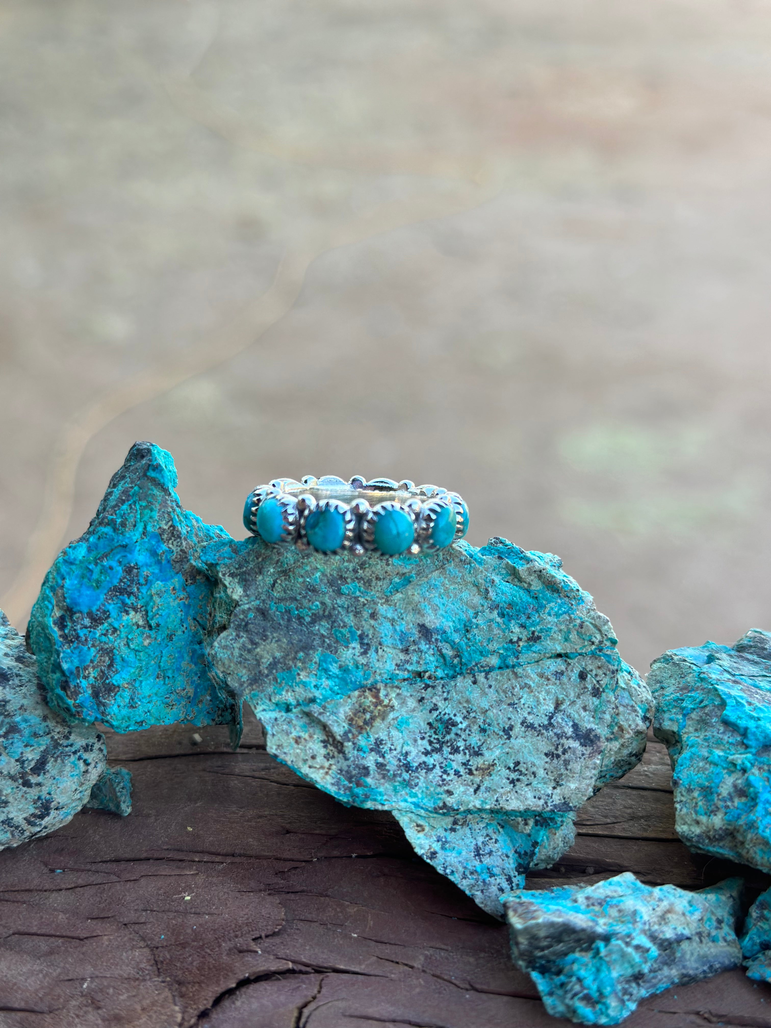 Natural Blue Mojave & Sterling Silver Eternity Band