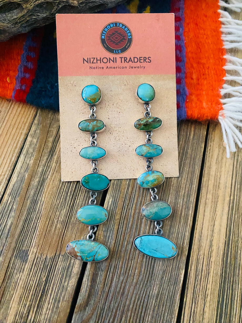 Federico Jimenez Turquoise Sterling Silver Dangle Earrings