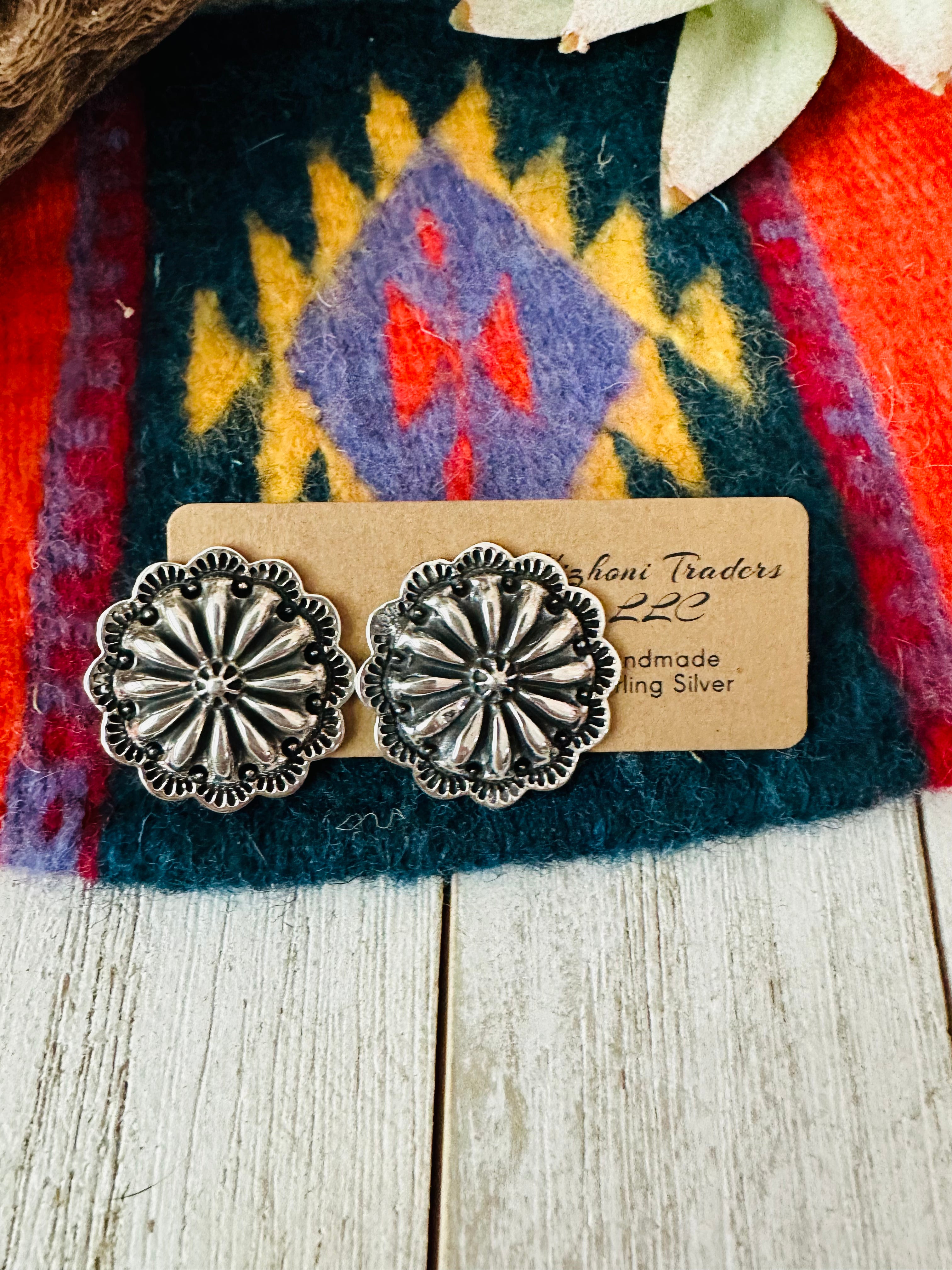 Handmade Sterling Silver Concho stud Earrings