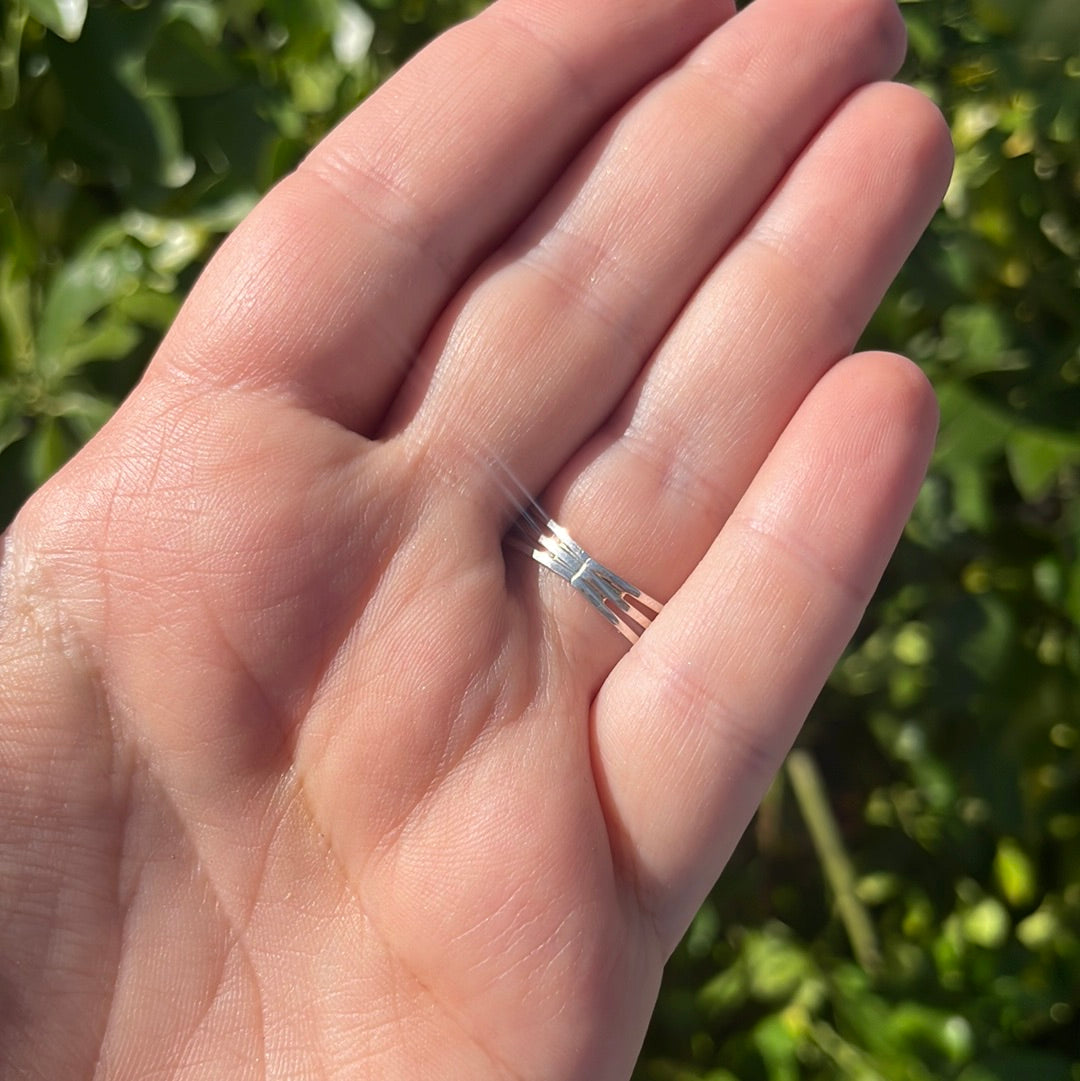 Zuni Double Row Green Turquoise 8 Stone Inlay Ring