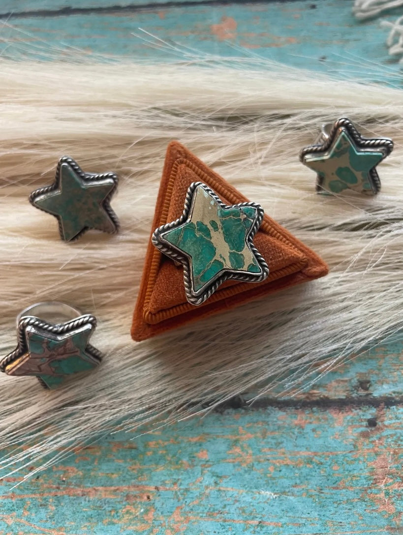 Navavjo Turquoise and Sterling Silver Star ring