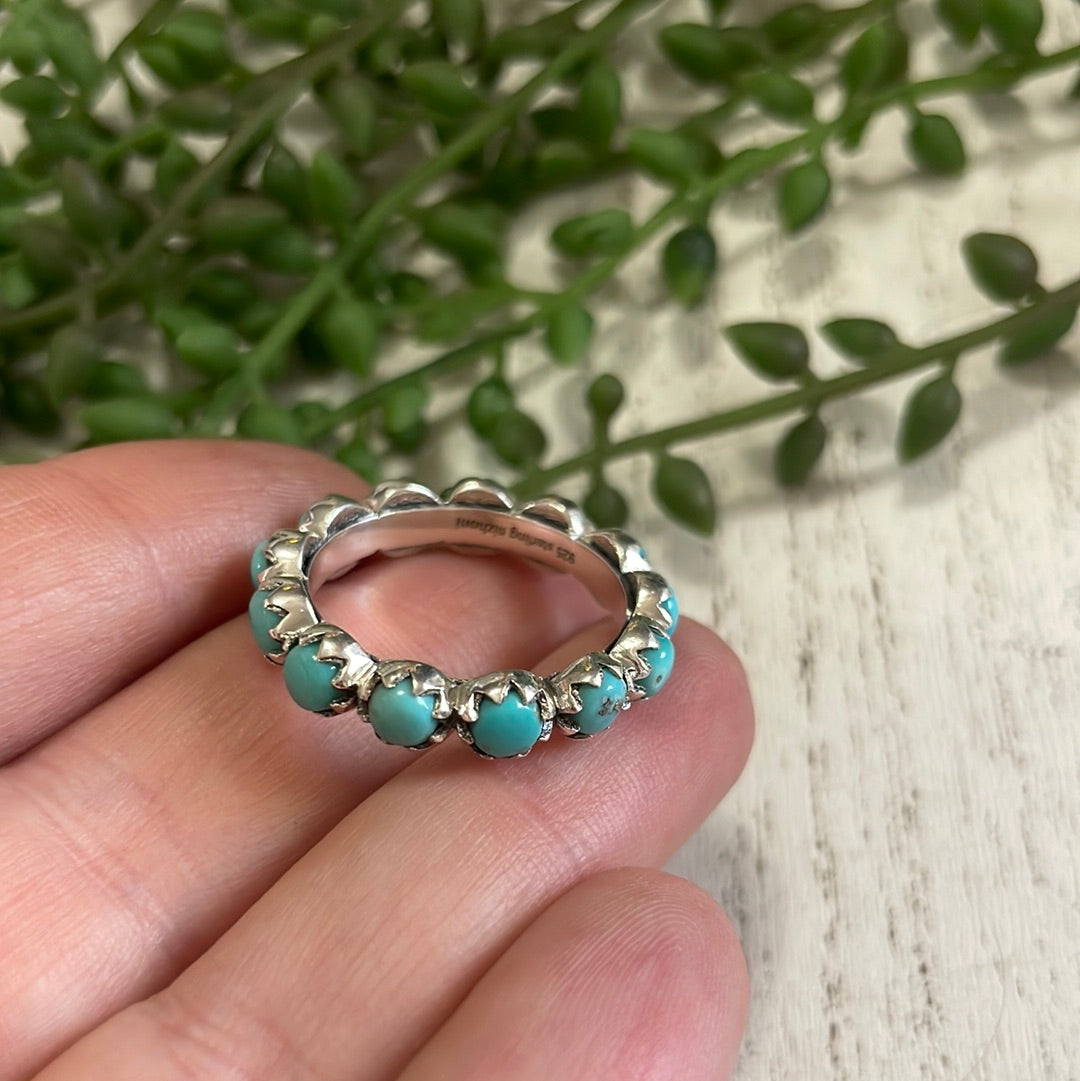 Natural Kingman Turquoise & Sterling Silver Mini Eternity Band