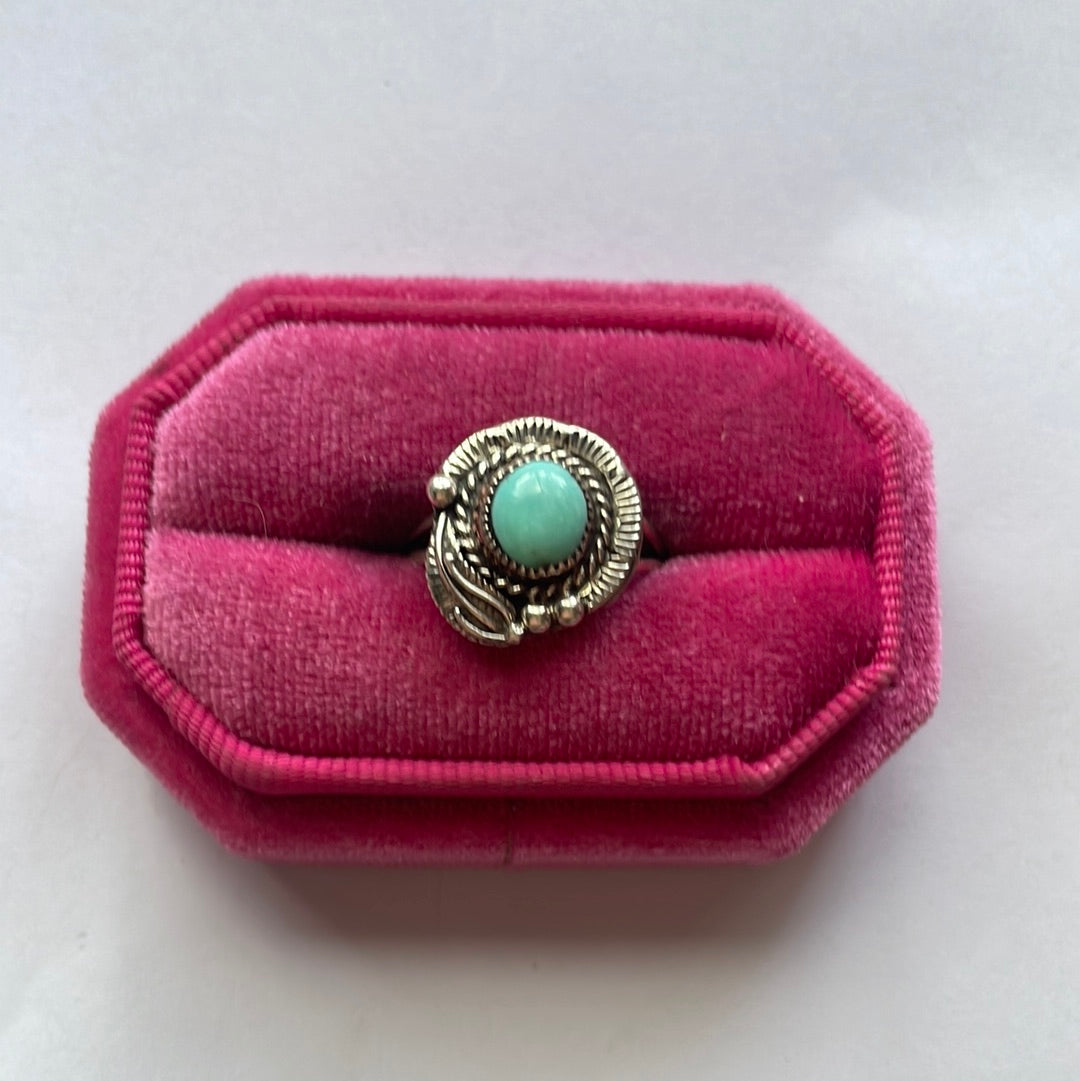 Navajo Single Stone Turquoise Sterling Silver Ring