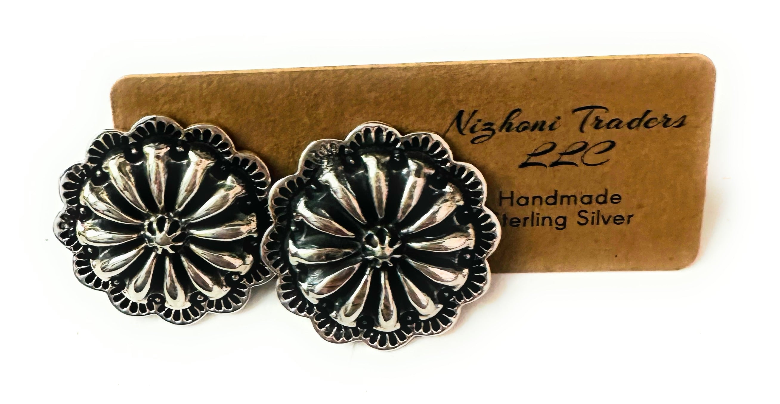 Handmade Sterling Silver Concho stud Earrings