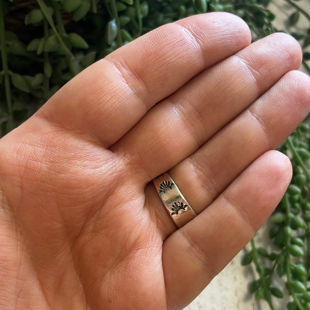 Nizhoni Handmade Fire Opal, Turquoise And Sterling Silver Adjustable Ring