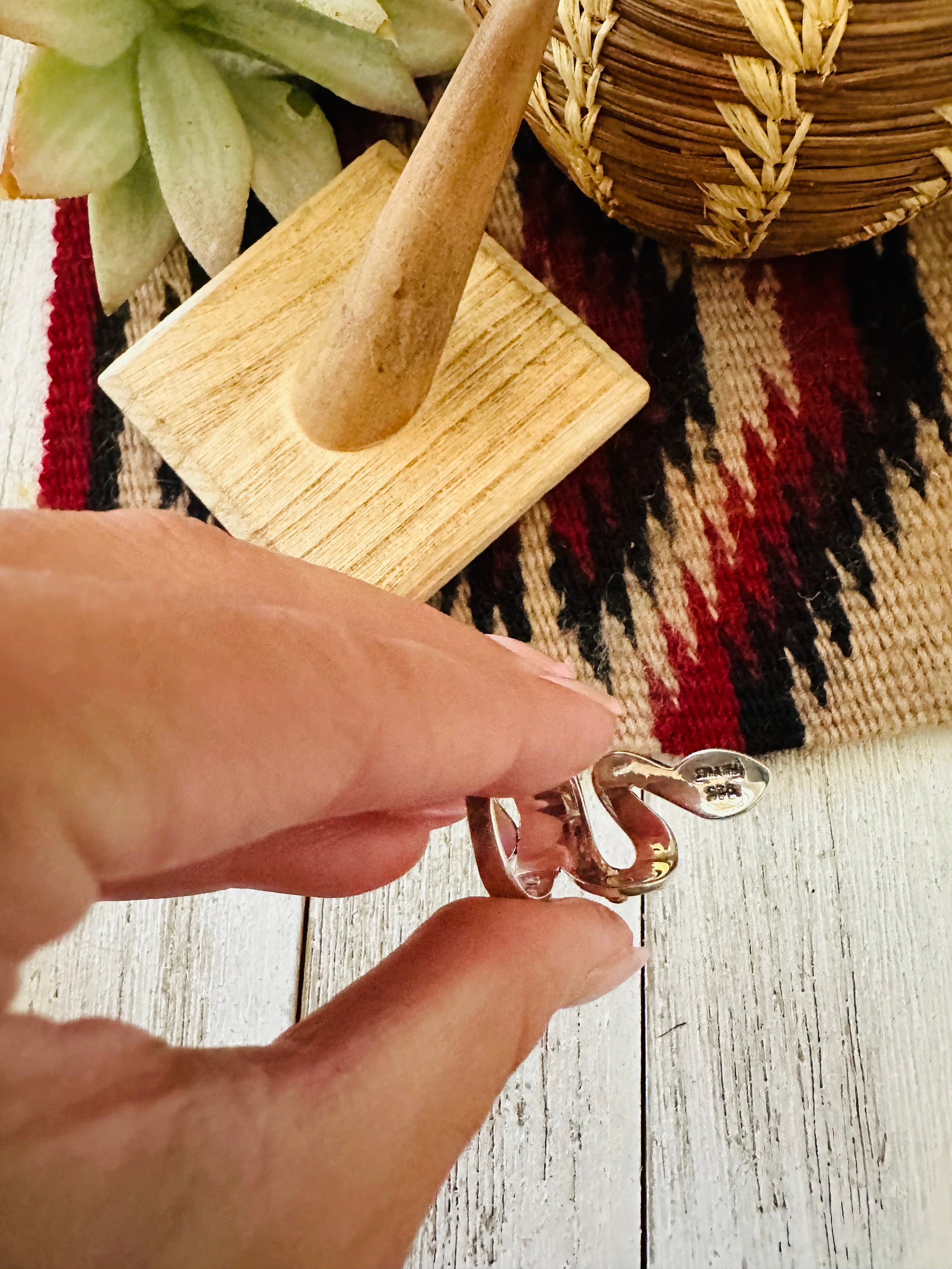 Handmade Multi Stone and Sterling Silver Snake Ring