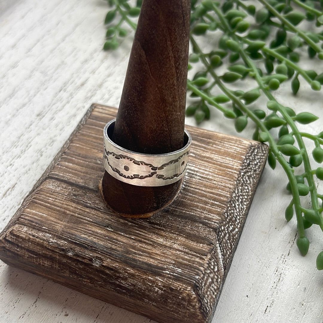 Navajo Sterling Silver Hand-stamped Ring Band