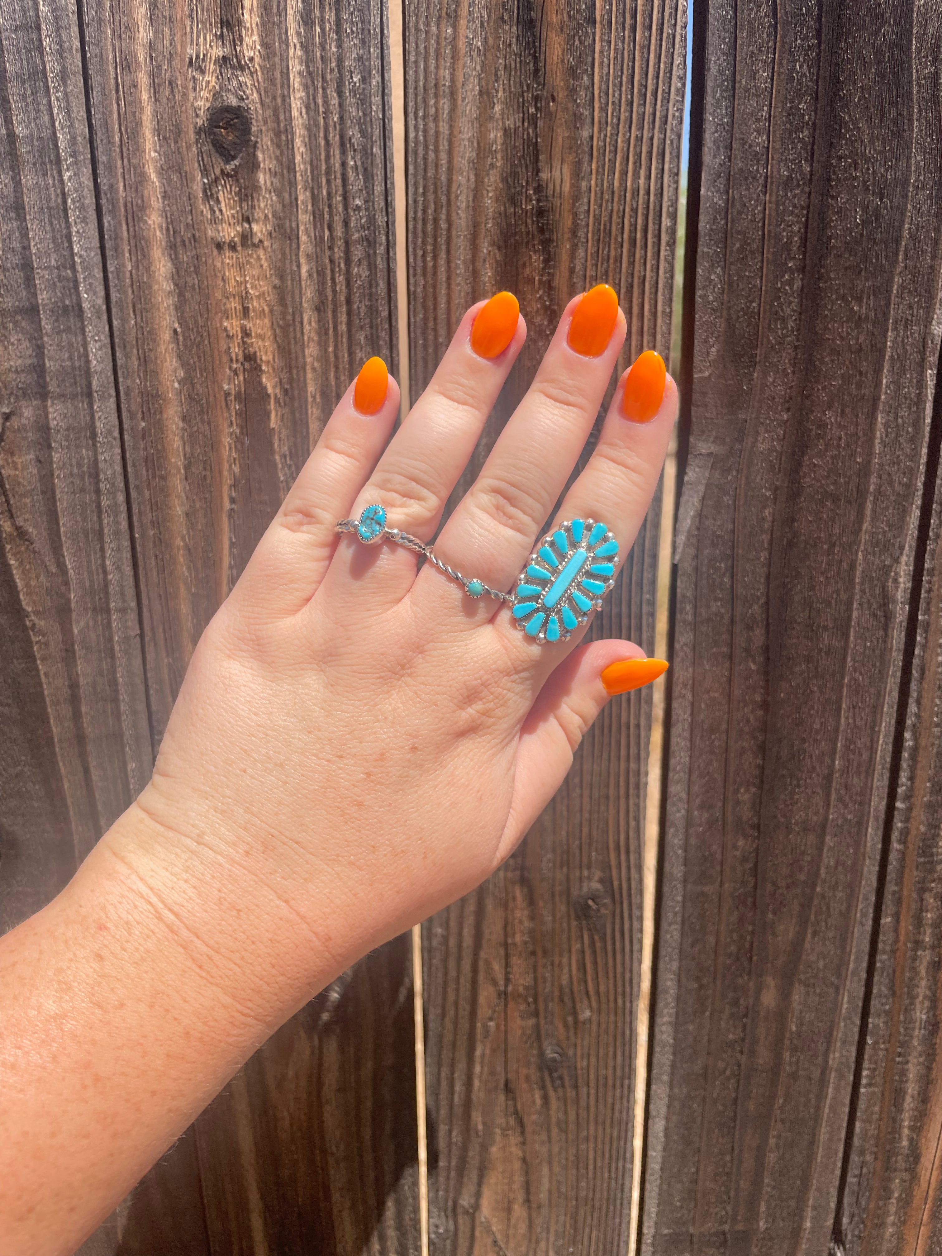 Navajo Mini Stone Turquoise Sterling Silver Braided Band Ring