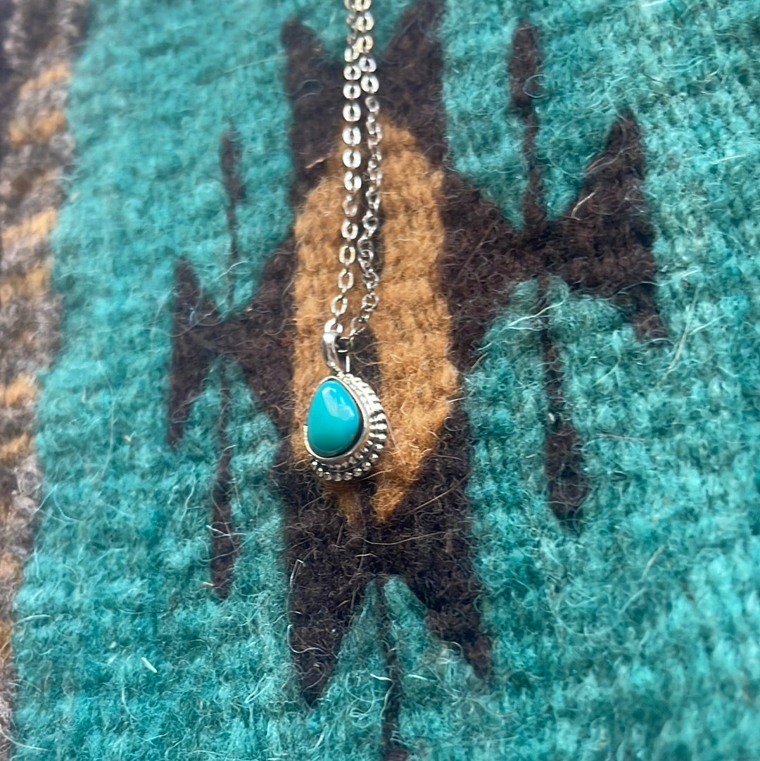 Petite Navajo Turquoise & Sterling Silver Pendant