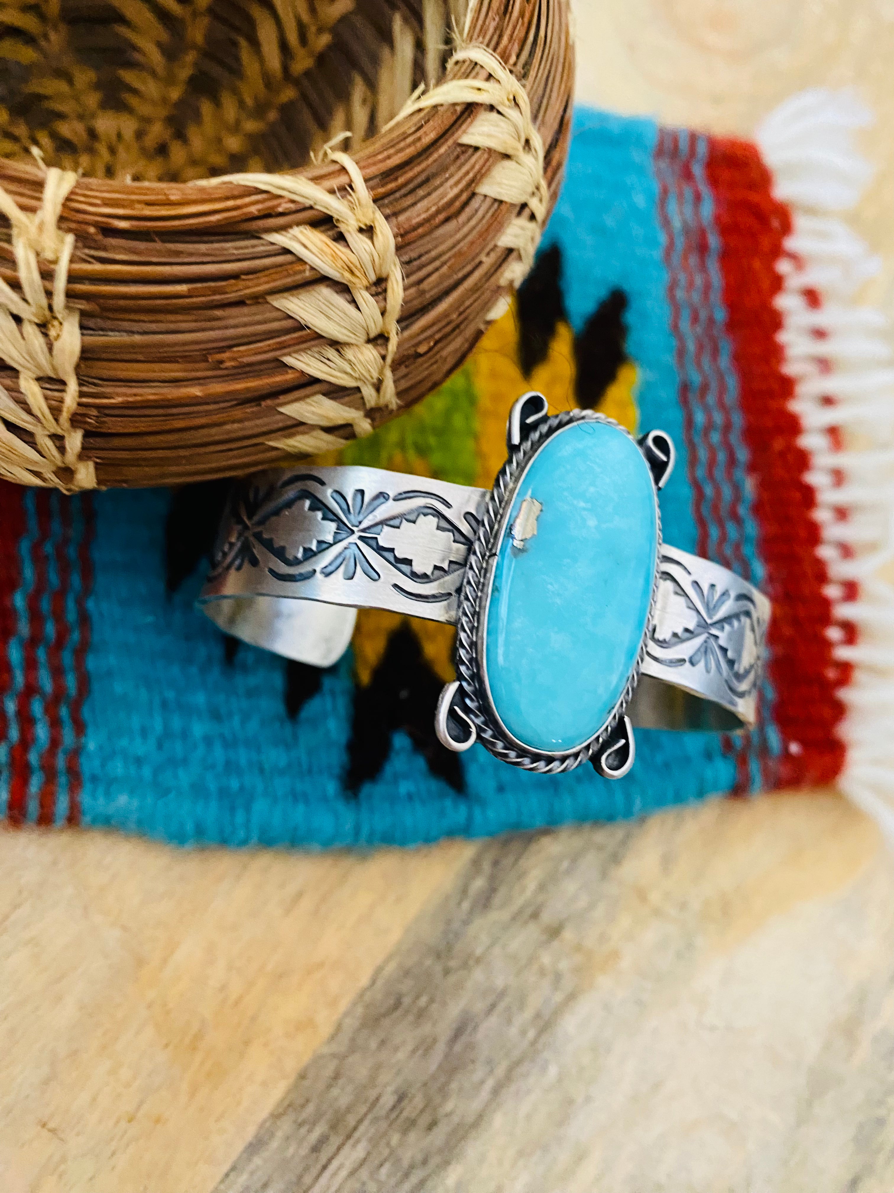 Navajo Sterling Silver & Turquoise Cuff Bracelet