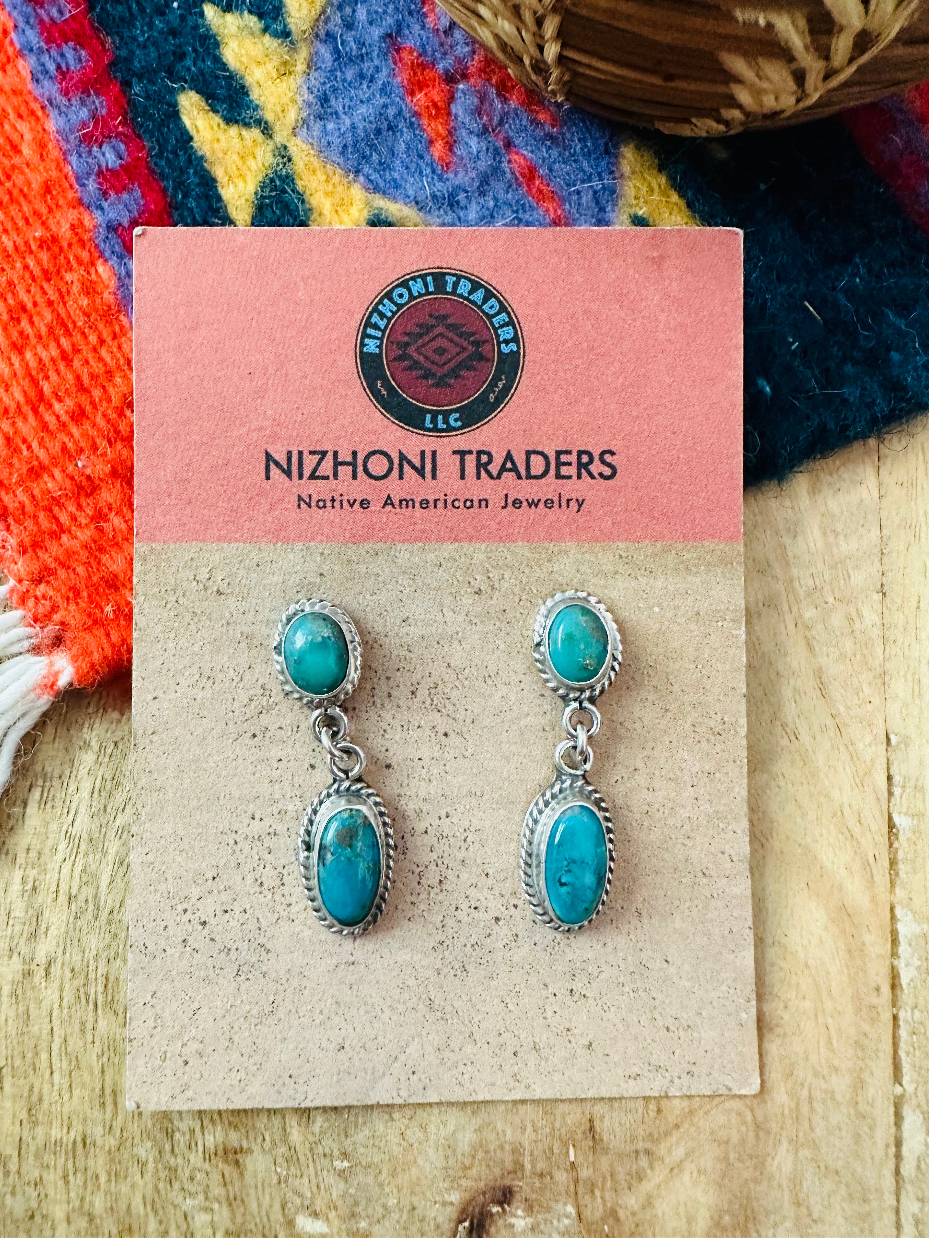 Navajo Sterling Silver & Turquoise Dangle Earrings