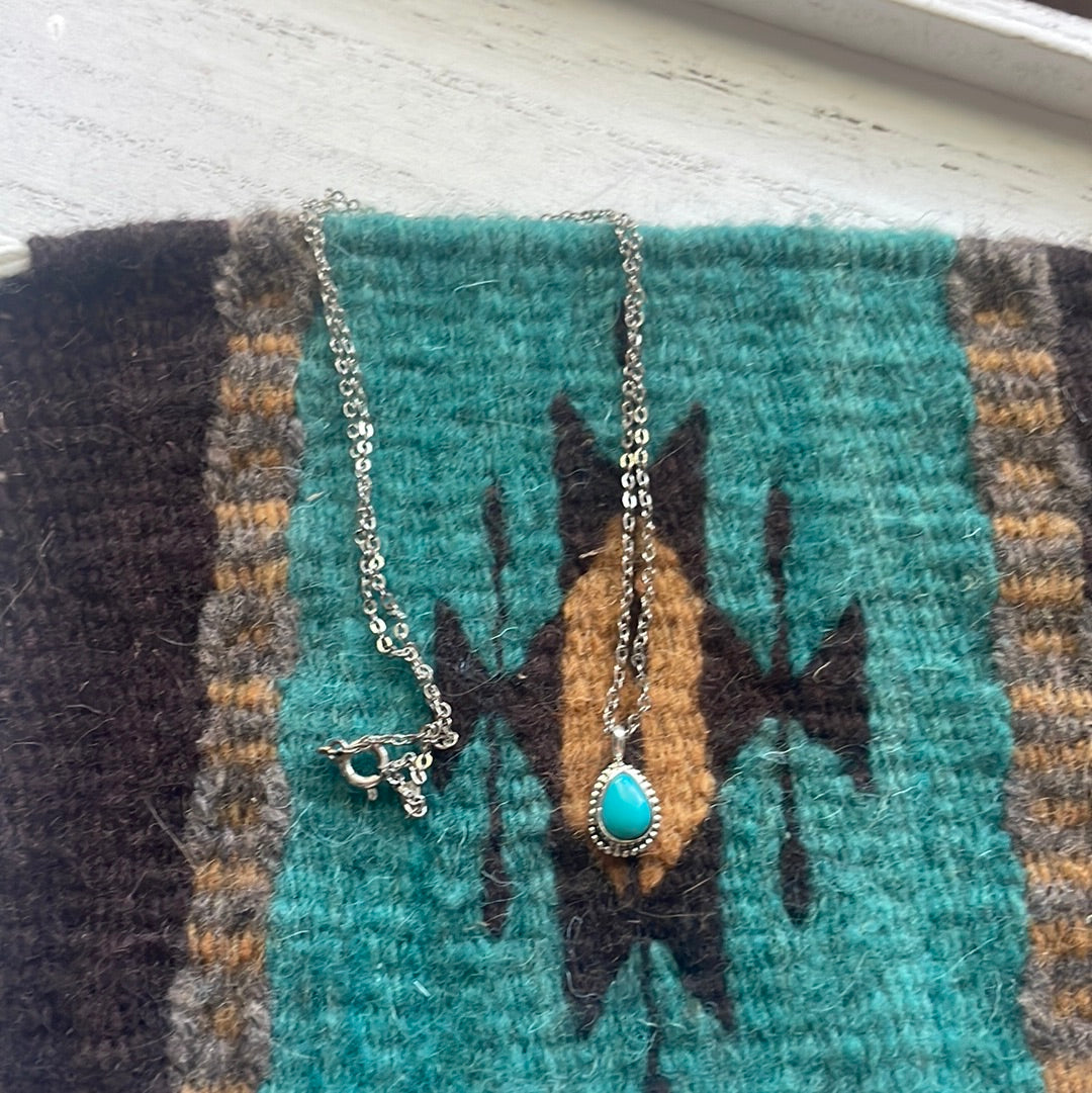 Petite Navajo Turquoise & Sterling Silver Pendant