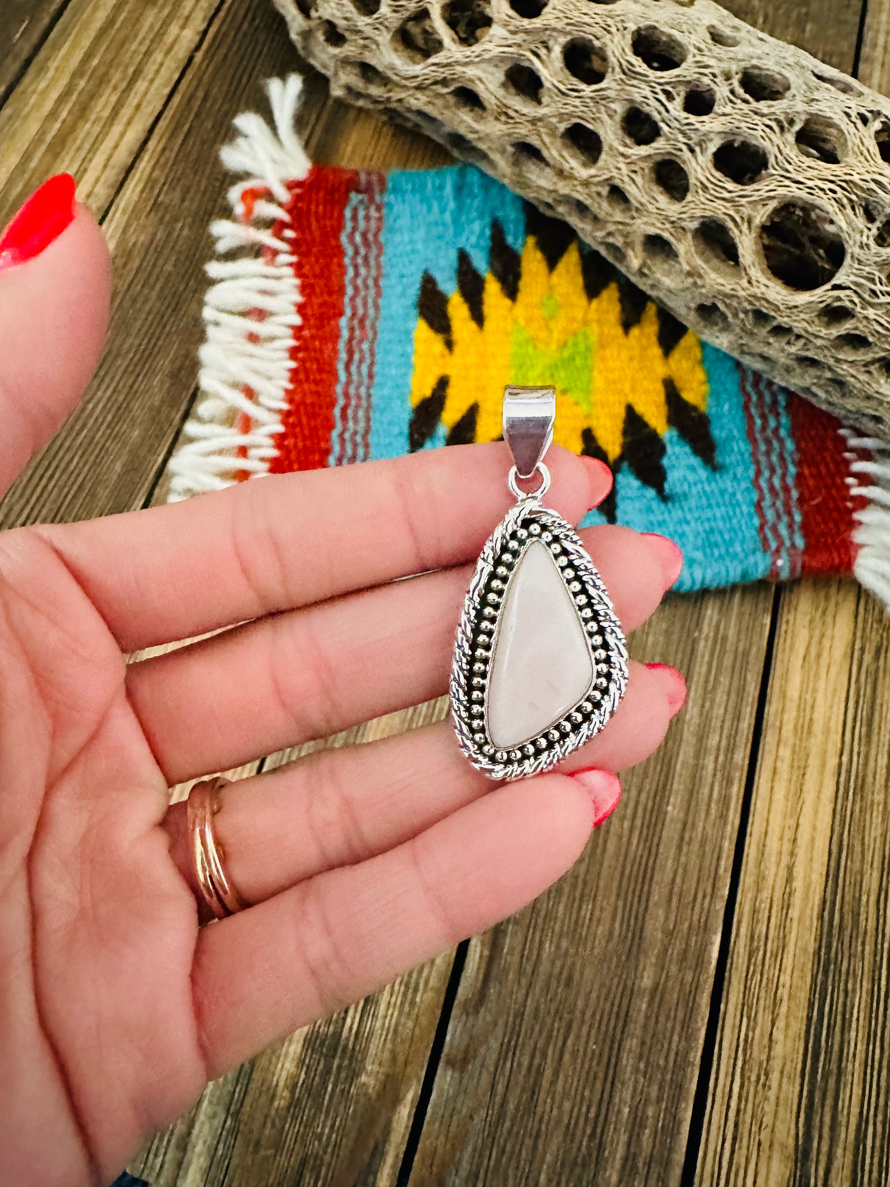 Handmade Sterling Silver & Queen Pink Conch Shell Pendant