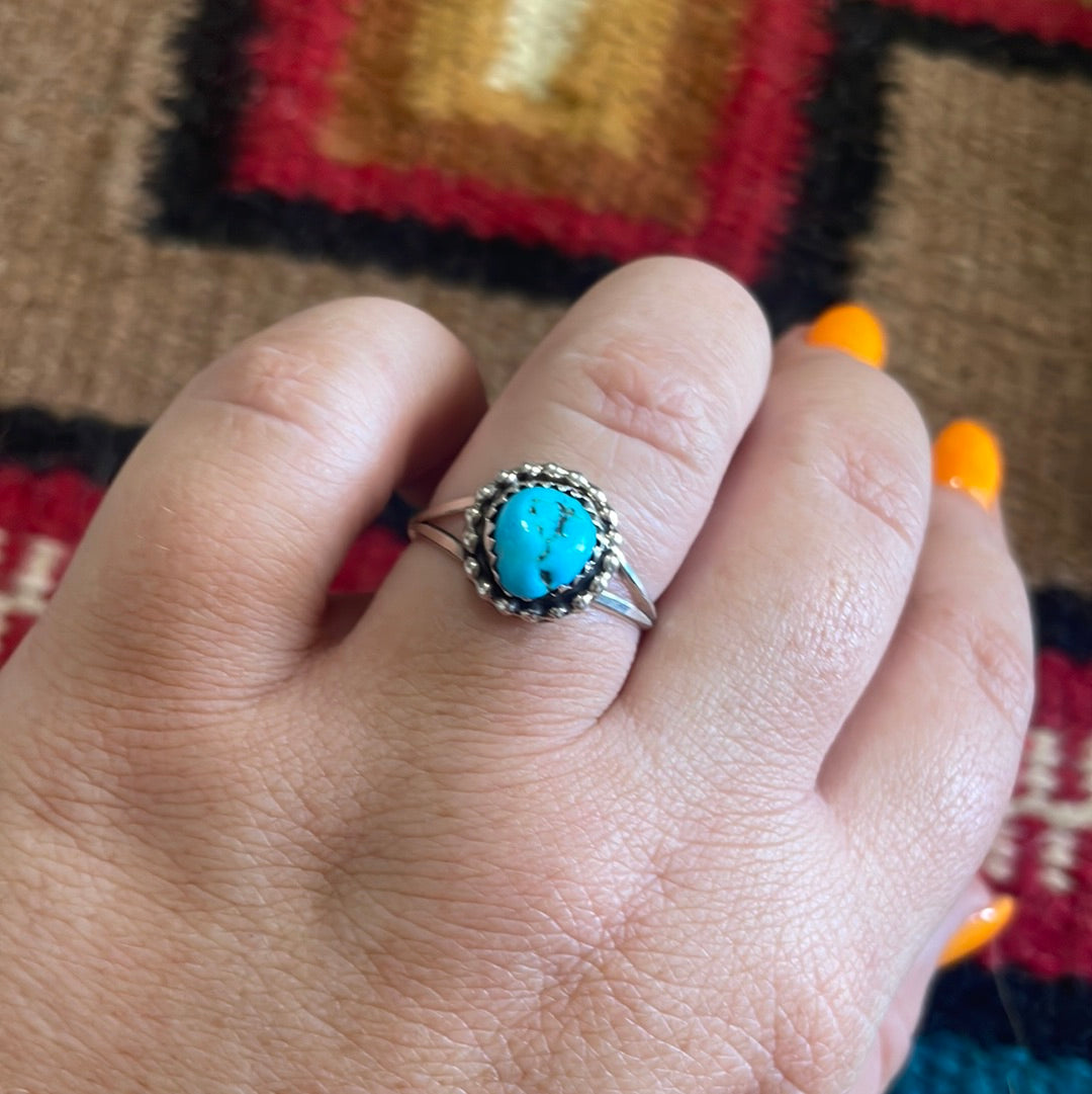 Navajo Single Stone Turquoise Sterling Silver Ring