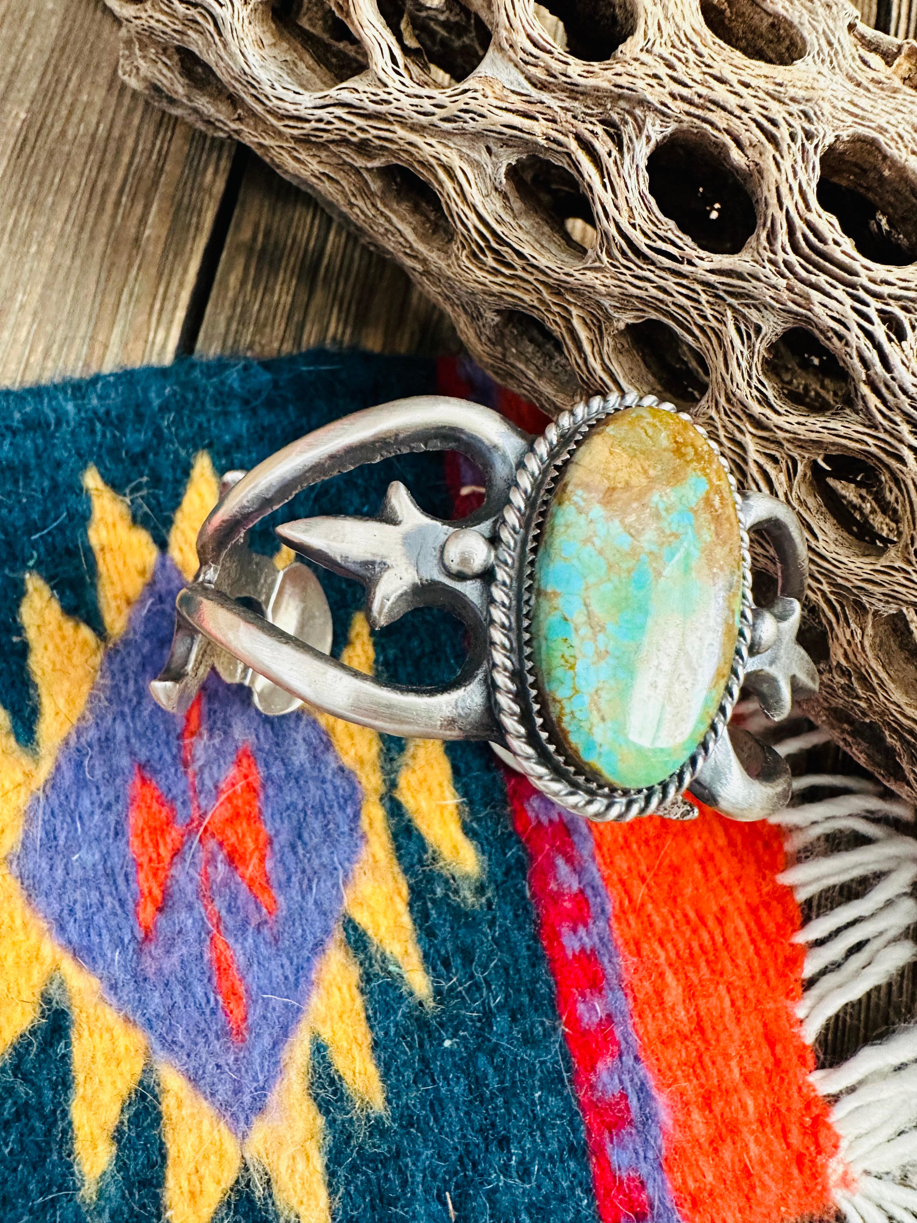 Navajo Old Pawn Royston Turquoise & Sterling Silver Cuff Bracelet