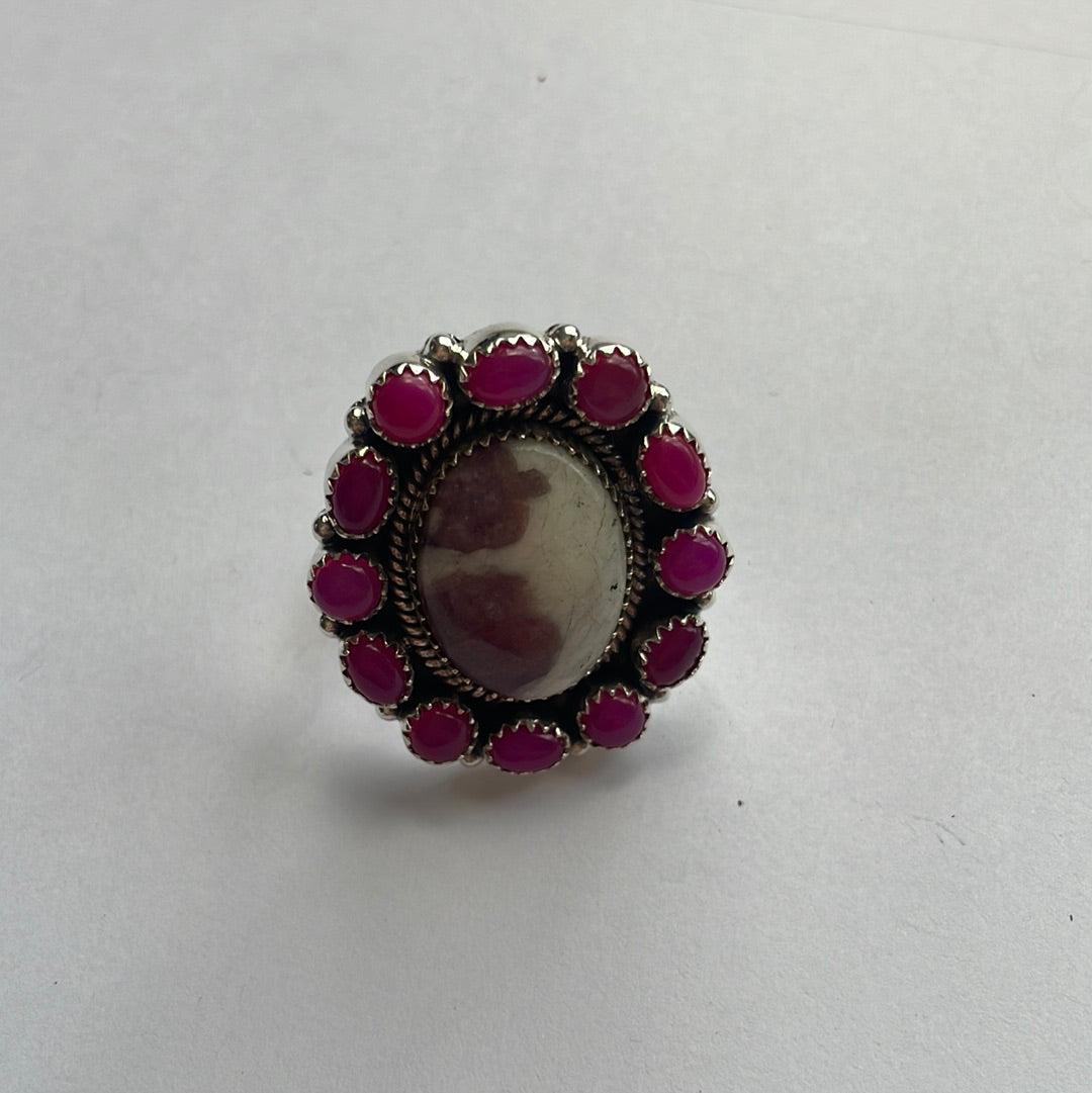 Nizhoni Turmaloine In Quartz, Pink Onyx & Sterling Silver Handmade Ring